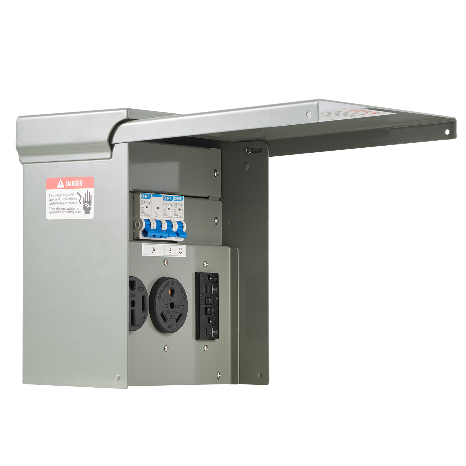 VEVOR Temporary Power Outlet Panel RV Electrical Panel 20 30 50 Amp Outlet Box