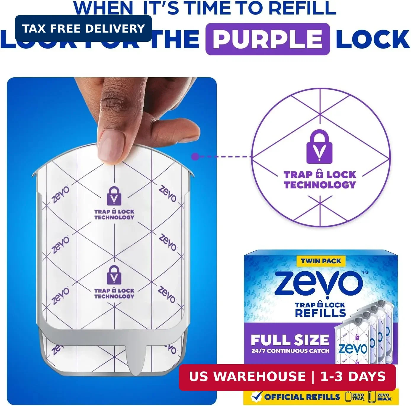 Zevo Flying Insect Trap Official Refill Cartridges – Fits Both Zevo Trap & MAX I