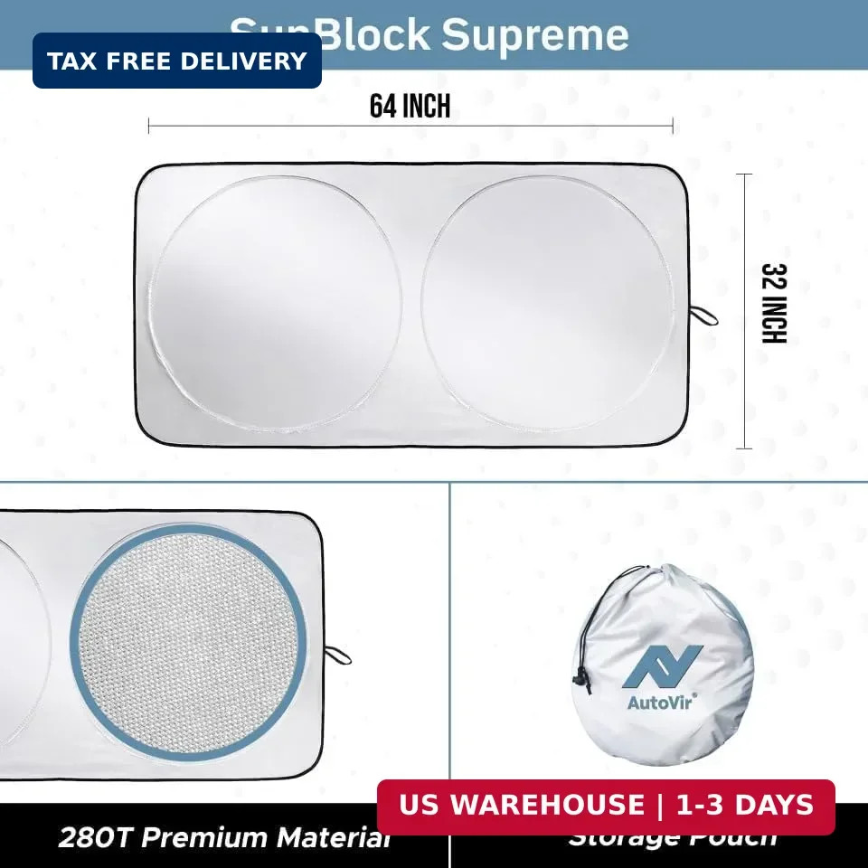 Foldable Car Windshield Sun Shade – 280T Thickened Reflective UV & Heat Shield w
