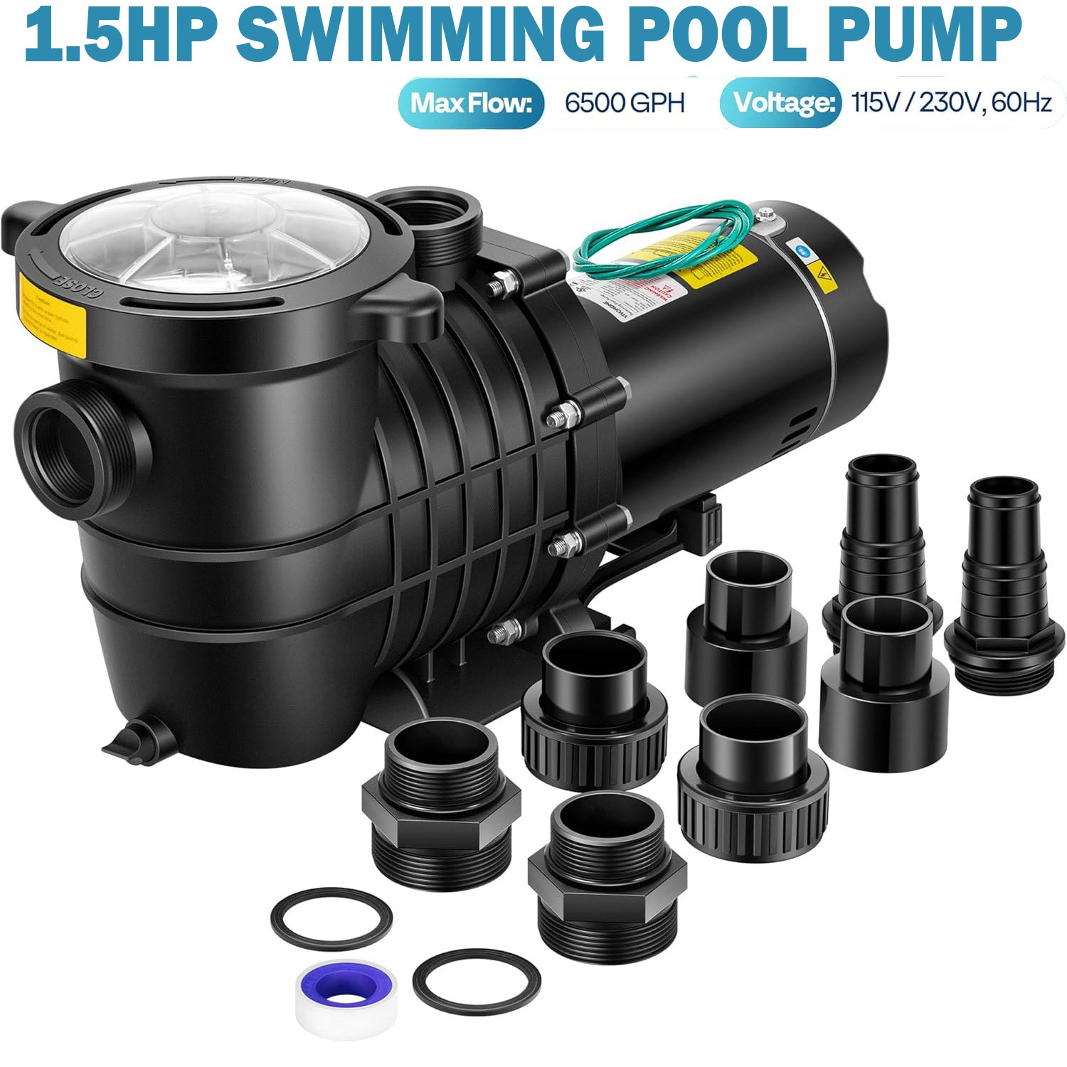 1.5HP Swimming Pool Pump Replacement for Hayward In/Above Ground 6500GPH 115/230