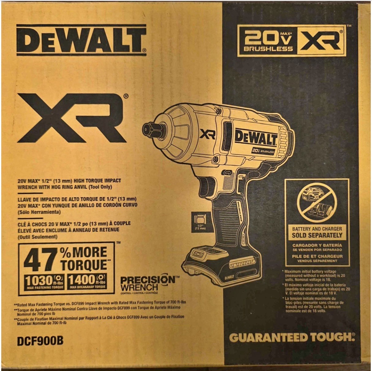 DeWalt DCF900 High Torque Brushless 20V Max XR 1/2” Electric Impact Wrench