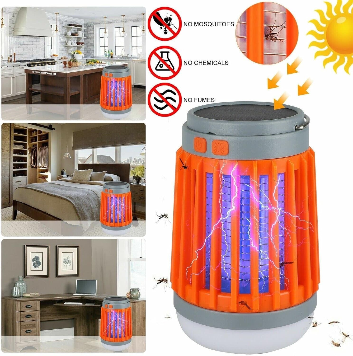 Solar USB Mosquito Killer Light Electronic Fly Bug Insect Zapper Trap Pest Lamp