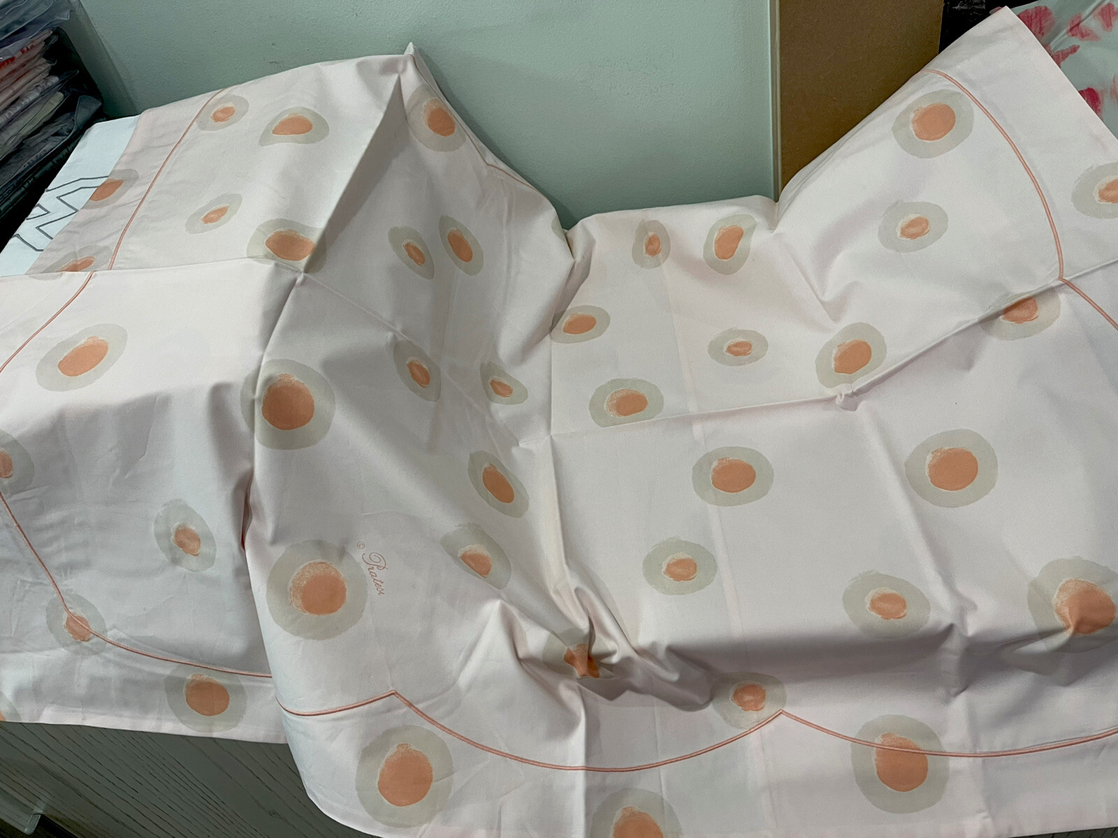 Pratesi Italy New 1pc Standard Sham Pois Pois 100% Cotton Peach ONE