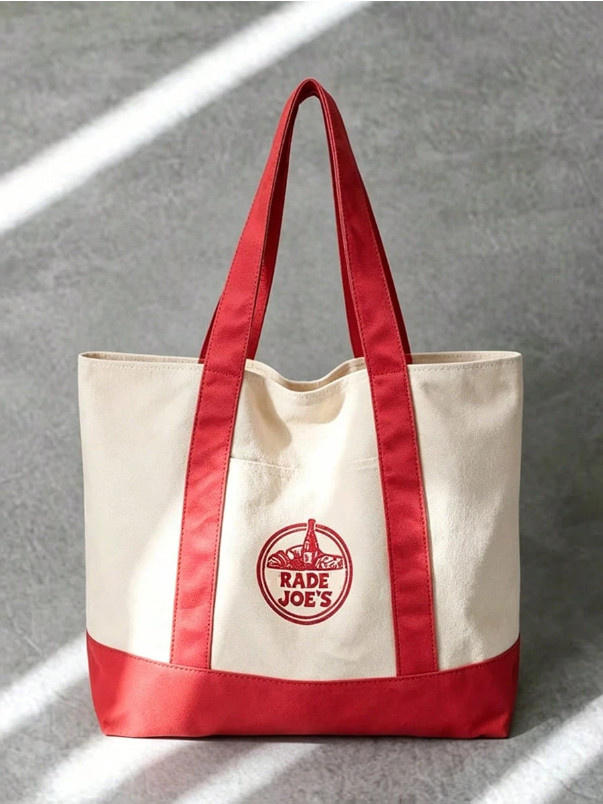 TRADER JOE’S Large Canvas Bag Heavy Cotton Reusable Shopping BAG Large Red | US