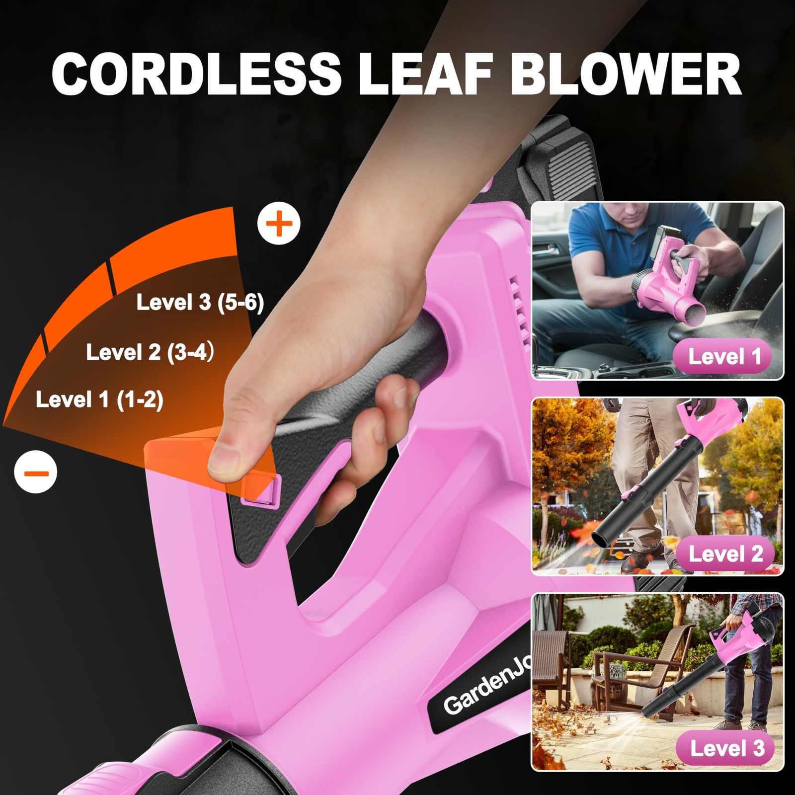 Cordless Leaf Blower 21V 500CFM 150MPH, 6 Speed Modes, Lightweight, 2 Batteries