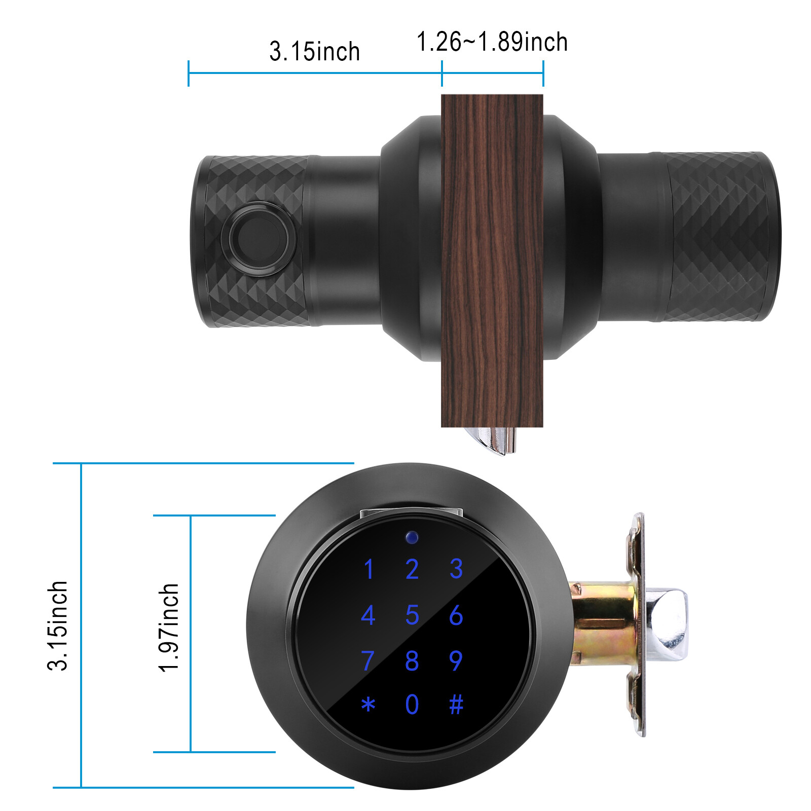 Smart Door Knob Keyless Entry Lock Electronic Touchscreen Deadbolt with Keypad