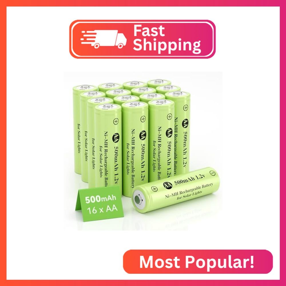 Hronn Ni-MH AA Rechargeable Batteries, 16 Pack Double A 1.2V 500mAh Battery for
