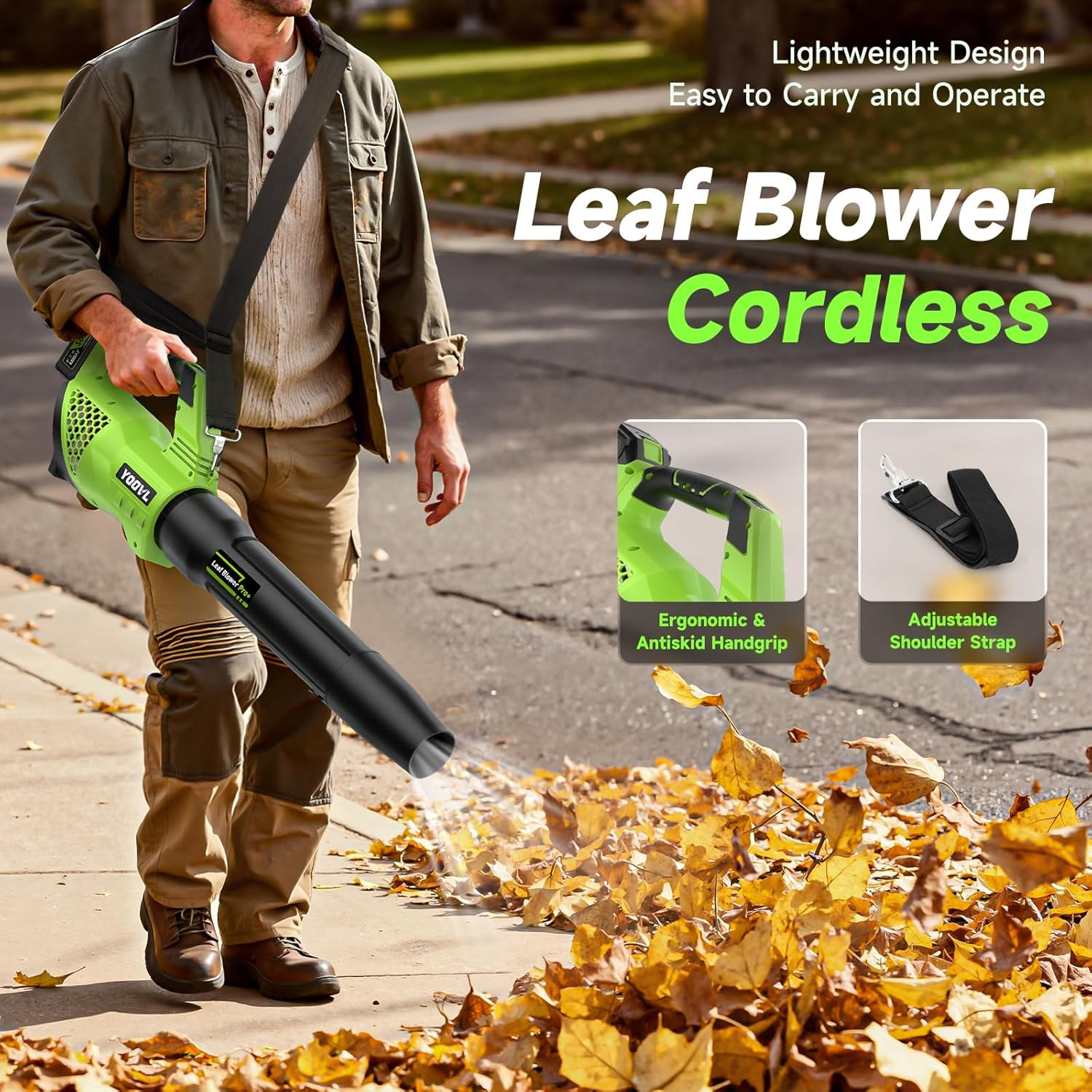 Leaf Blower Cordless, 650CFM Electric Leaf Blowers with 2 X 5.2Ah Batteries and