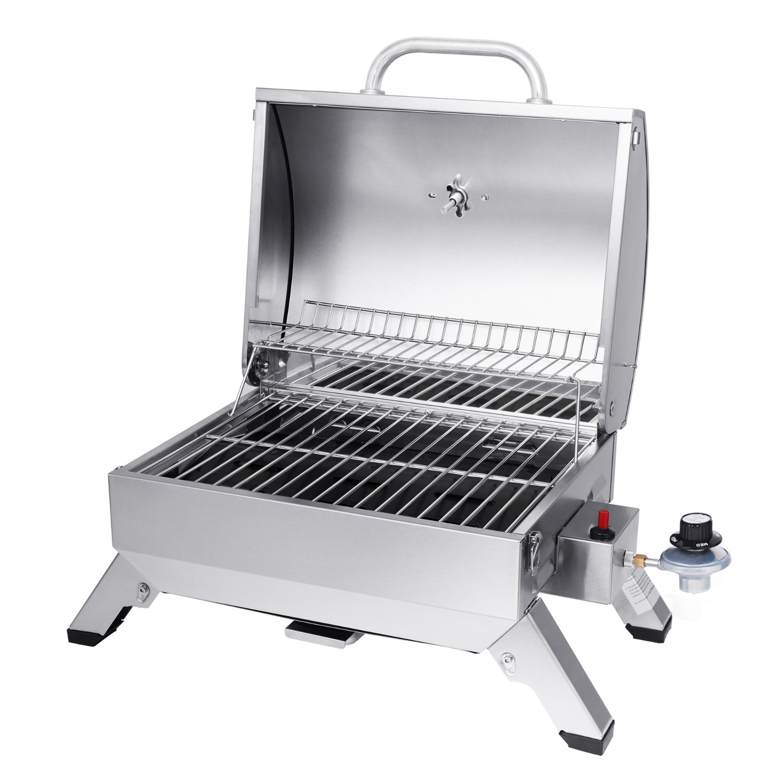 Royal Gourmet BBQ Tabletop Gas Grill w/ Folding Legs &Lockable Lid Outdoor Cook