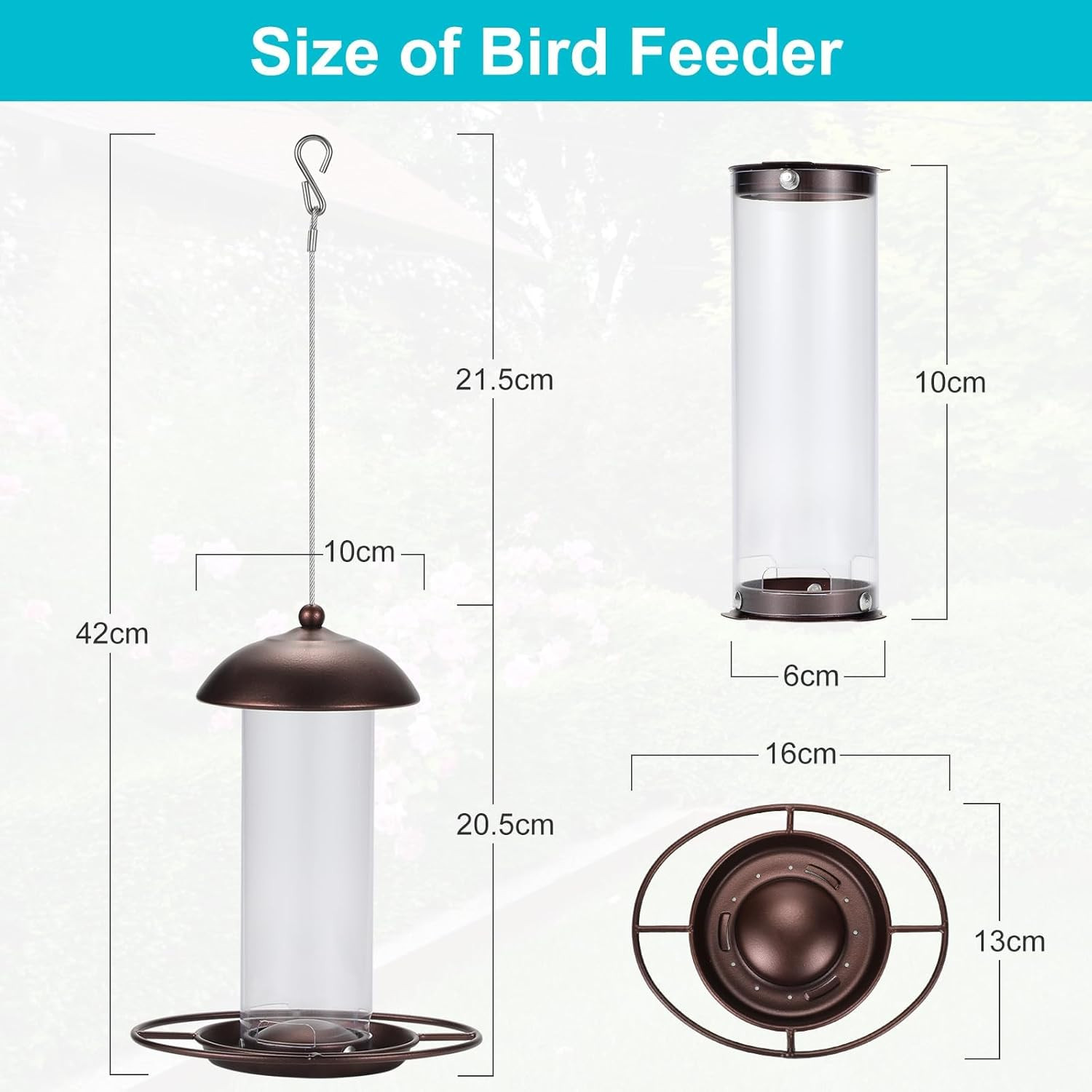 2 Pack Metal Wide Bird Feeders – Hanging Outdoor Bird Feeder with 1.6Lbs Capacit