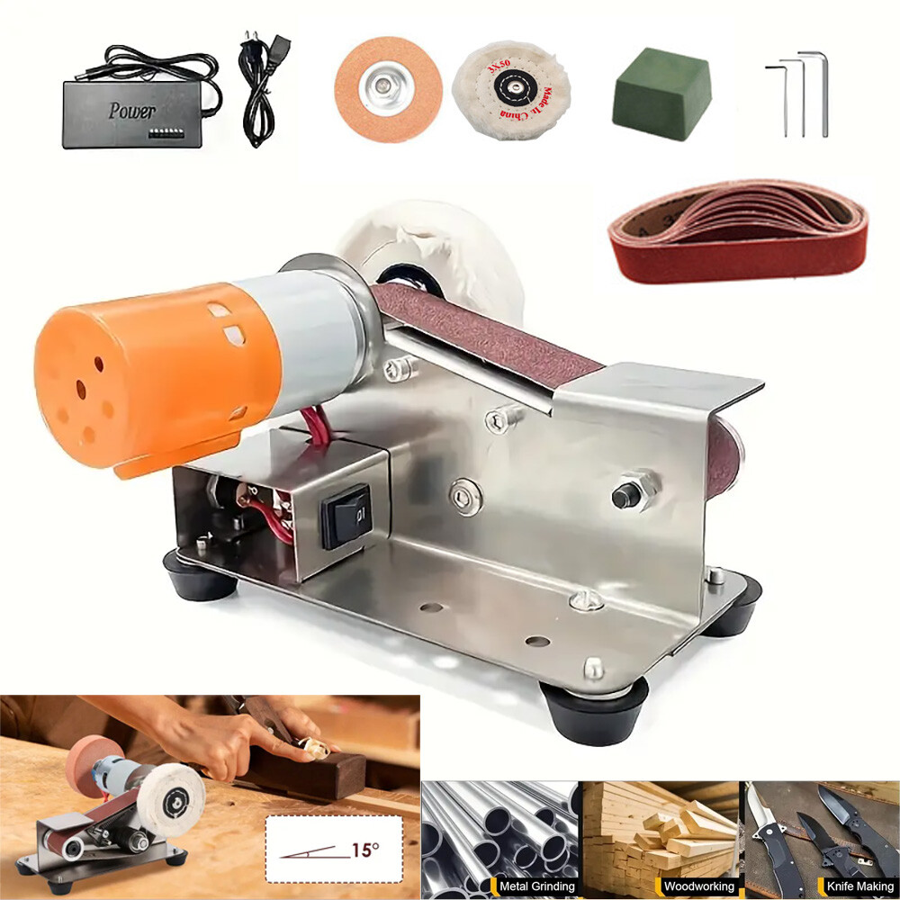 Mini Electric Grinder Belt Sander Polishing Grinding Knife DIY Sharpener Machine