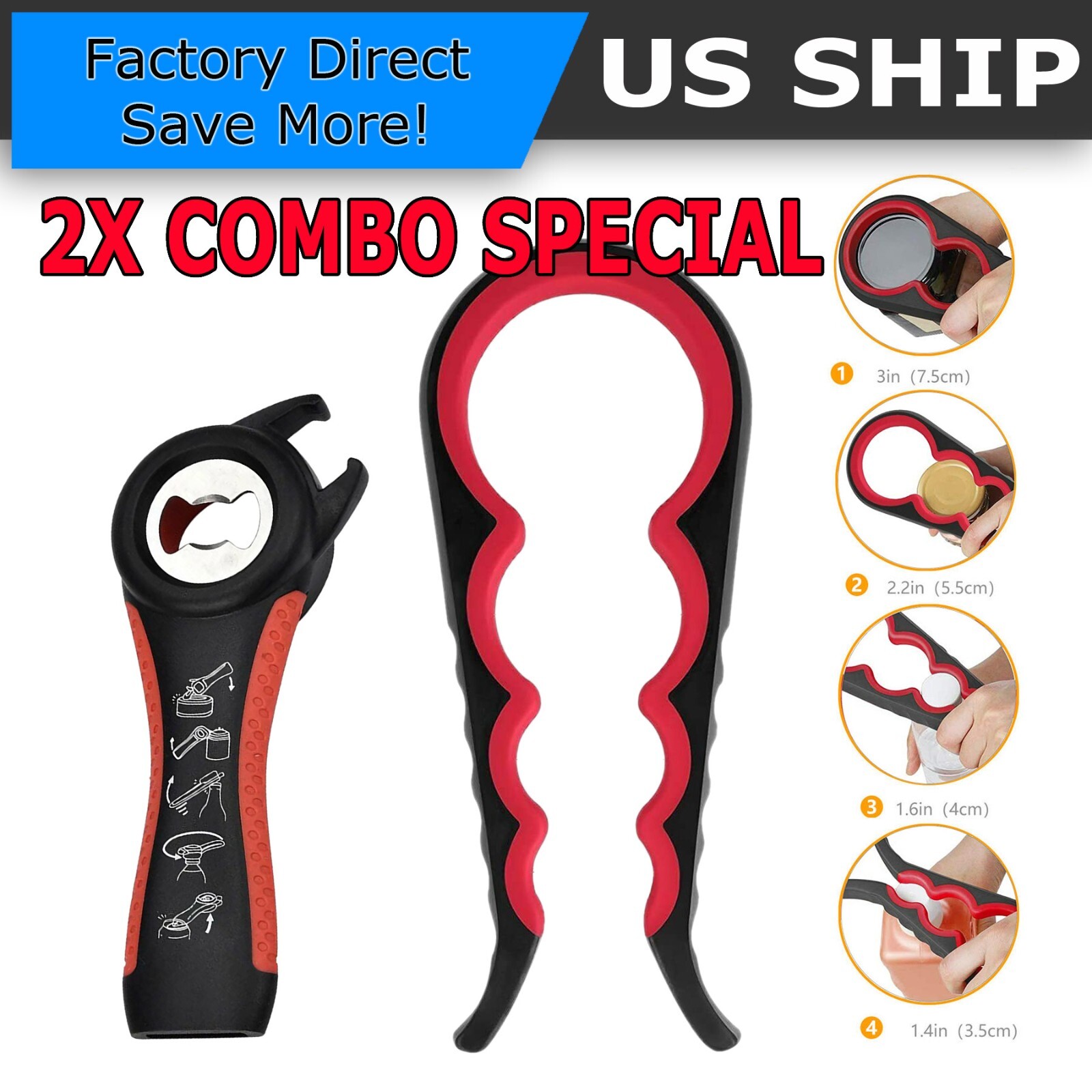 Jar Opener Rubber 5 In 1 Quick Lid Bottle Cap Grip Twister Remover Kitchen Tool