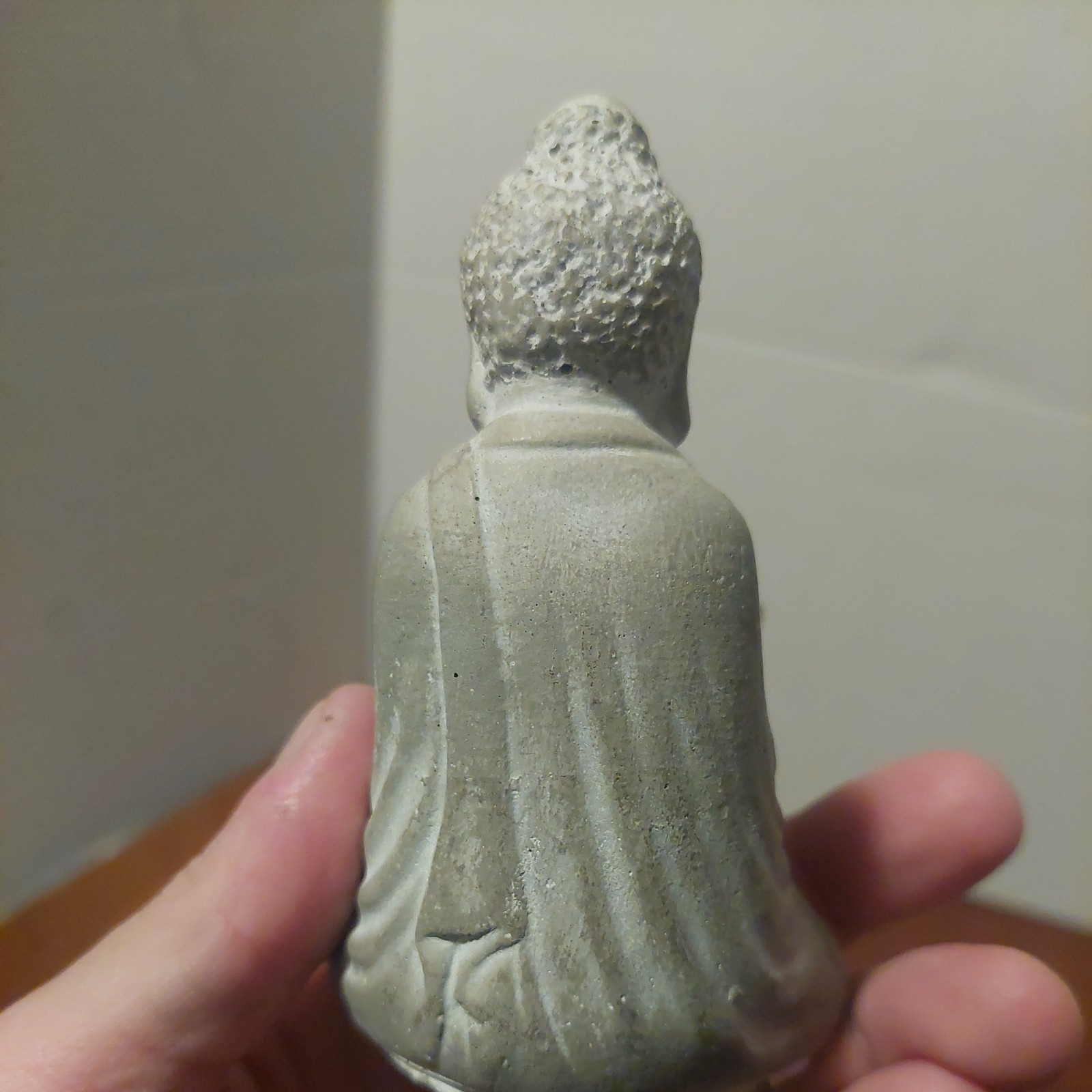 Buddha Statue Gray White Stone Cement Succulent Rocks Office Tabletop Religious
