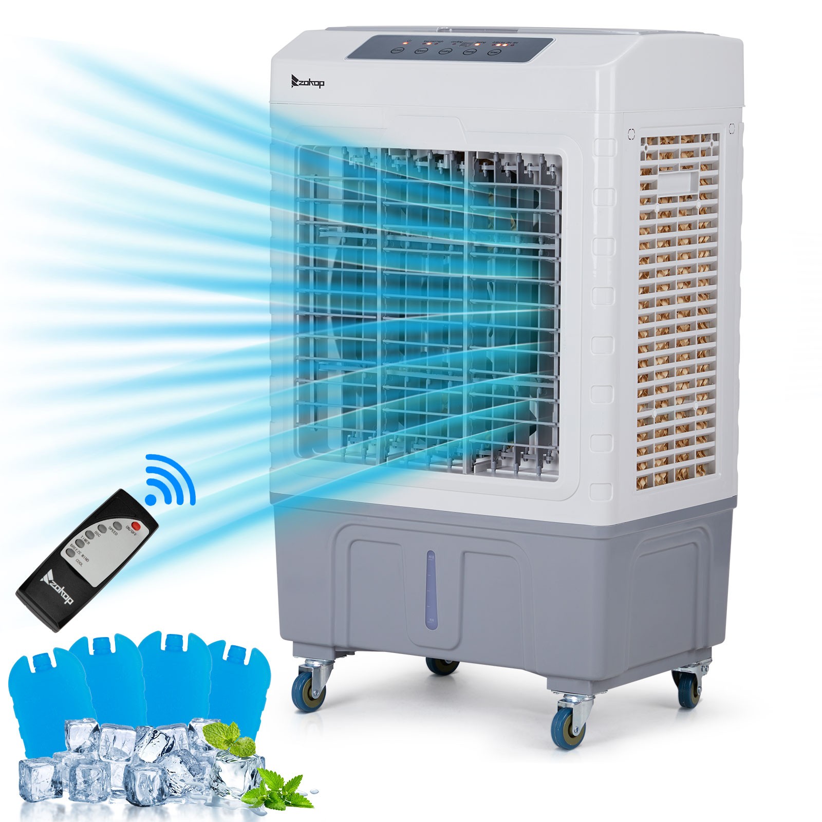 3-in-1 Evaporative Air Cooler, Portable Swamp Cooler with 10.57Gallon Reservoir