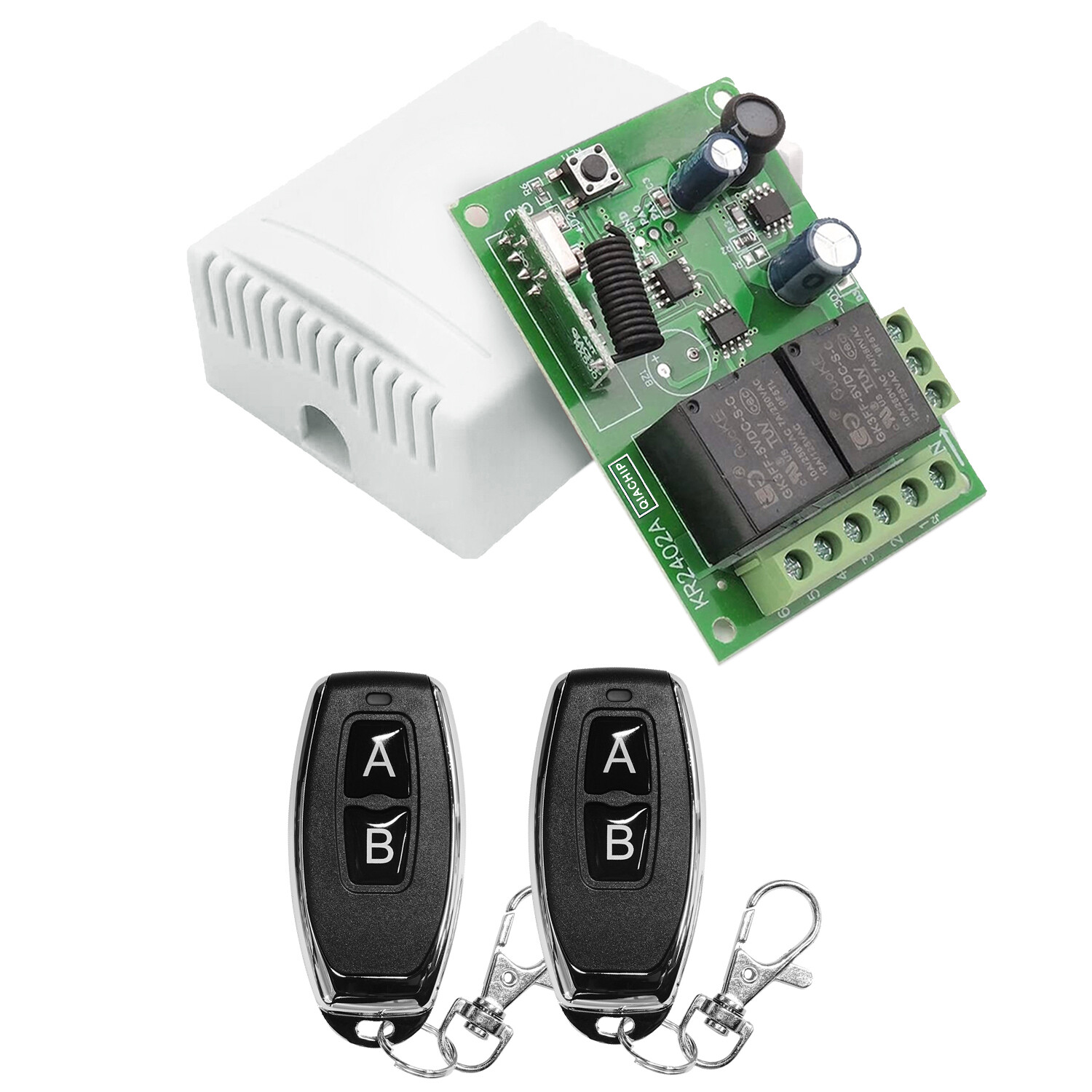12V 24V 2CH Relay 433MHz Universal Remote Control Switch for Garage Door, Light