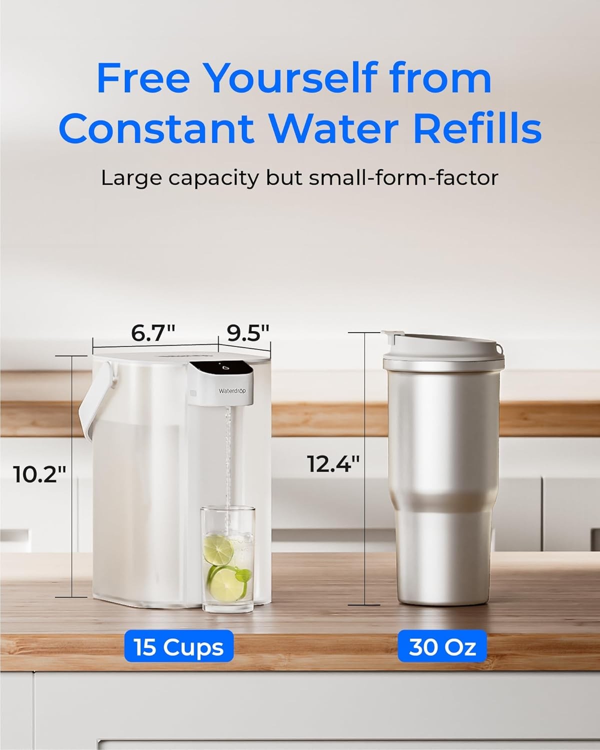 Waterdrop Electric Water Filter Pitcher, 200-Gallon Countertop Water Purifier