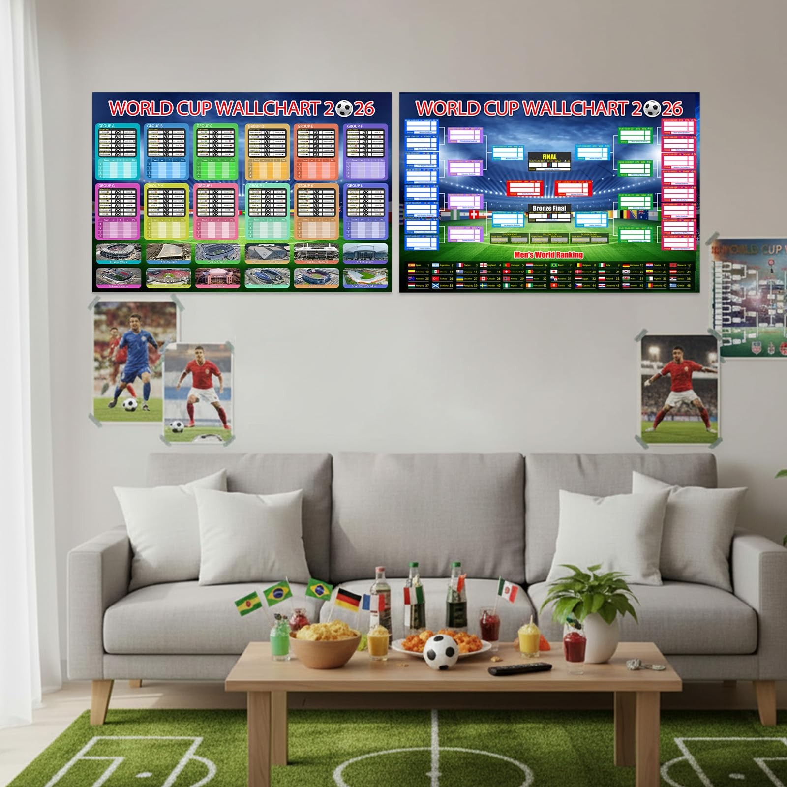 World Cup Poster 2026 Schedule Wall Chart Soccer Decor