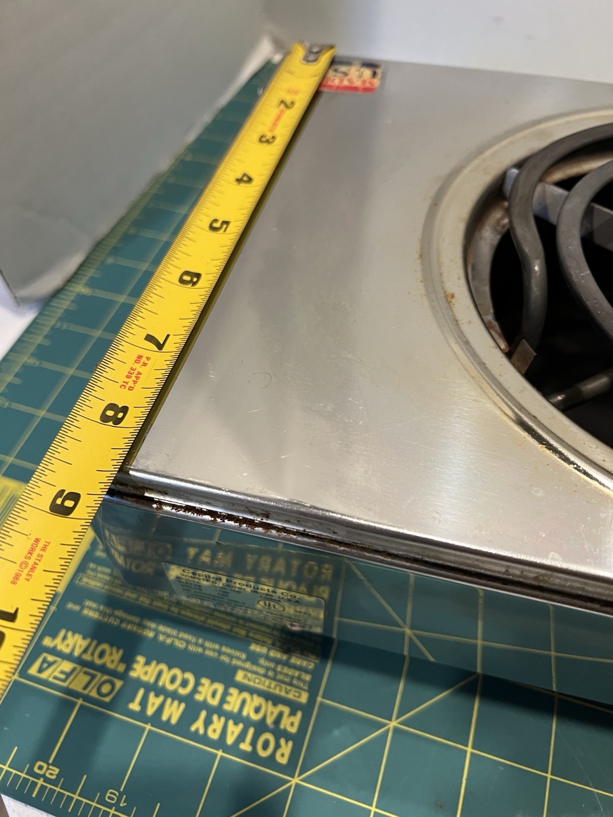 13×8” RARE Capitol Single Electric Burner USA Works Tested CUL 250 VINTAGE 1100w