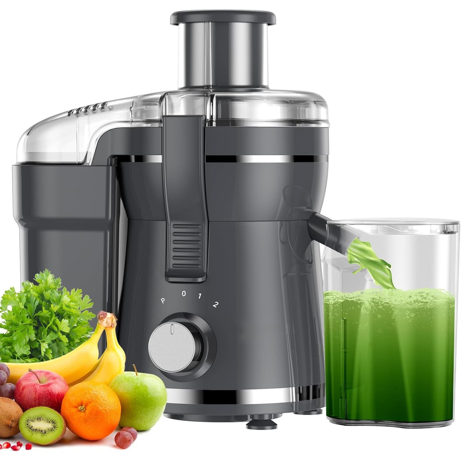 Juicer Machine, 500W Centrifugal Extractor with 3 Speed & Meduim, Grey