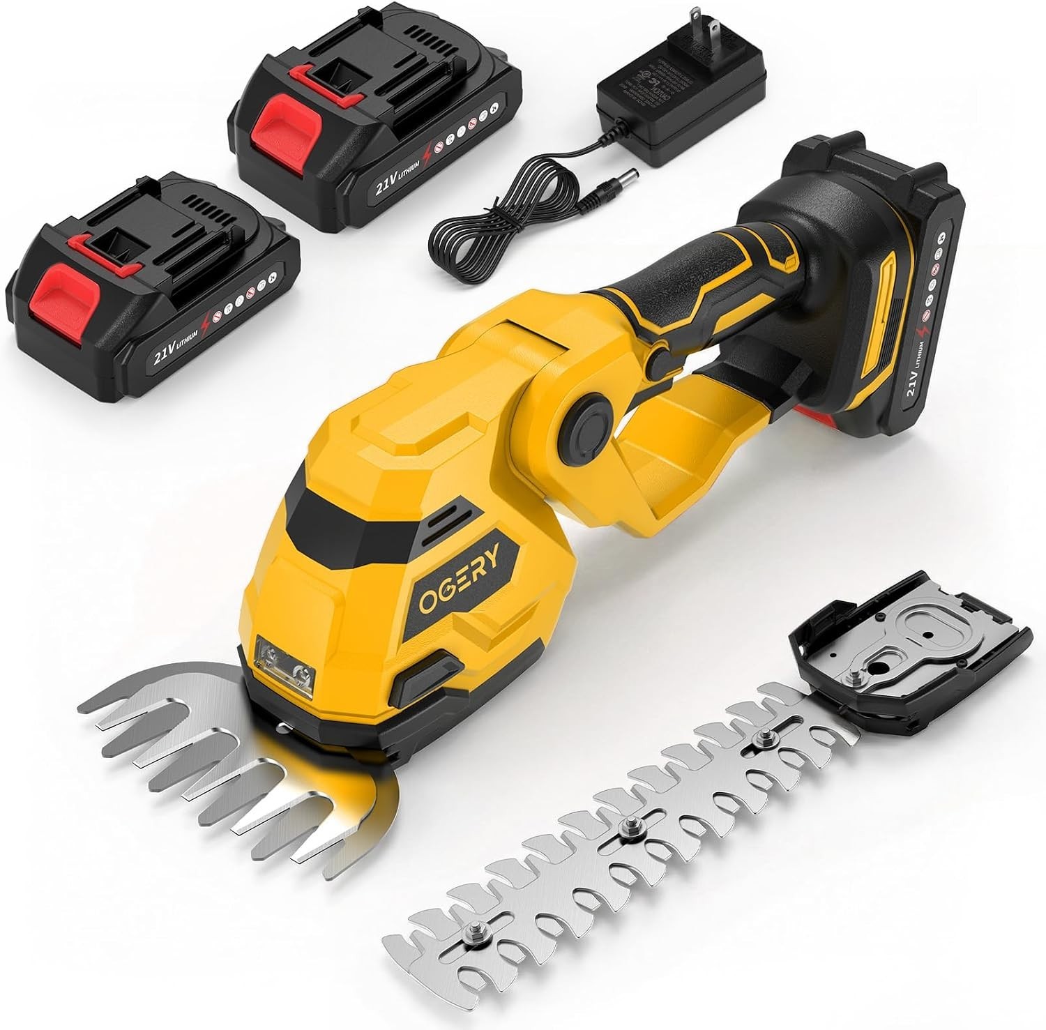 Dual Battery 21V Electric Hedge Trimmer & Grass Shears – Lightweight Design