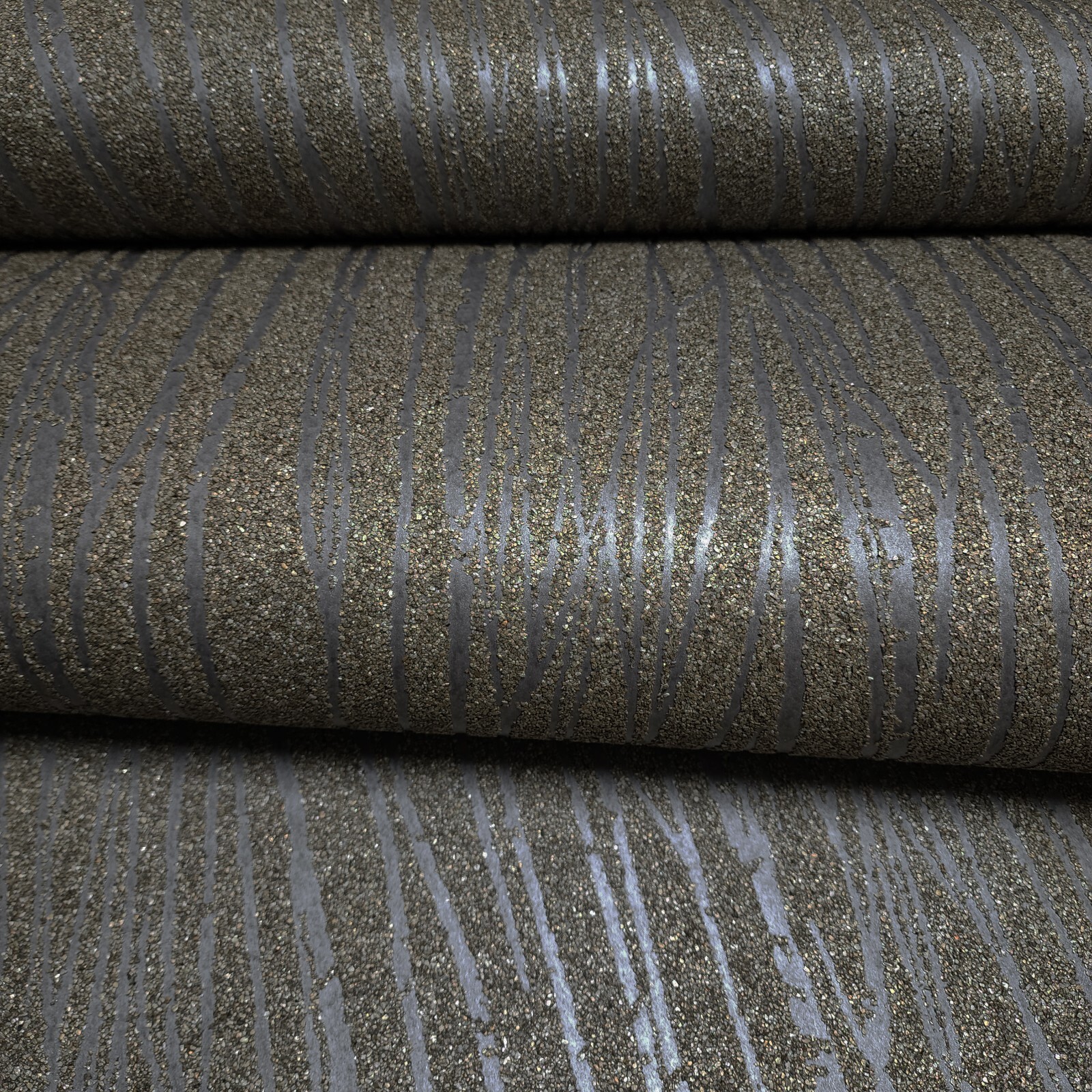 Brass Mica chip textured Real Natural Wallpaper gray silver metallic zebra Lines