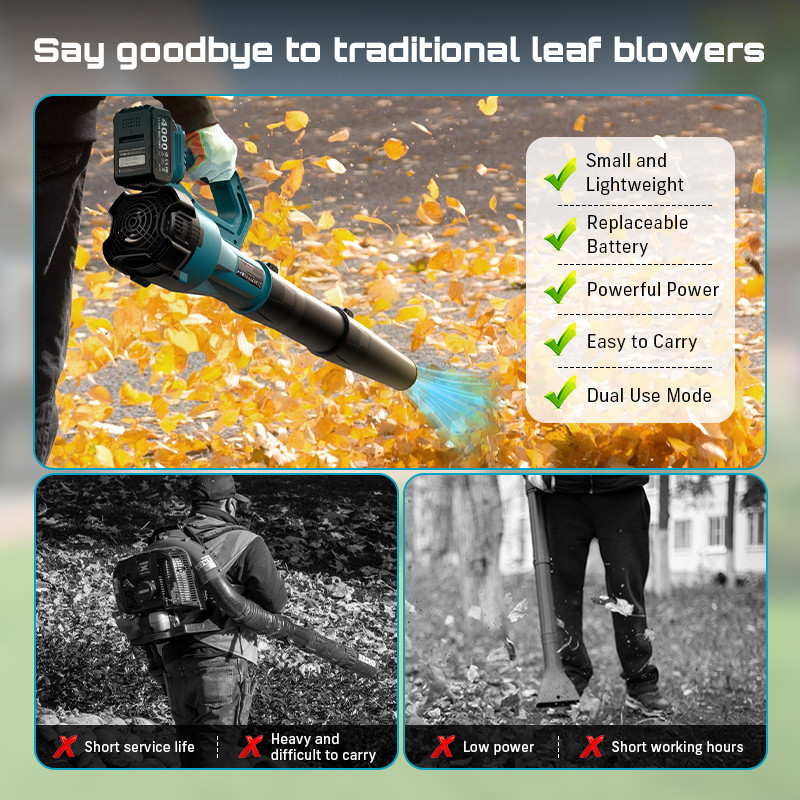 Seesii 21V Cordless Leaf Blower 780CFM 400MPH 2x4000mAh Batteries