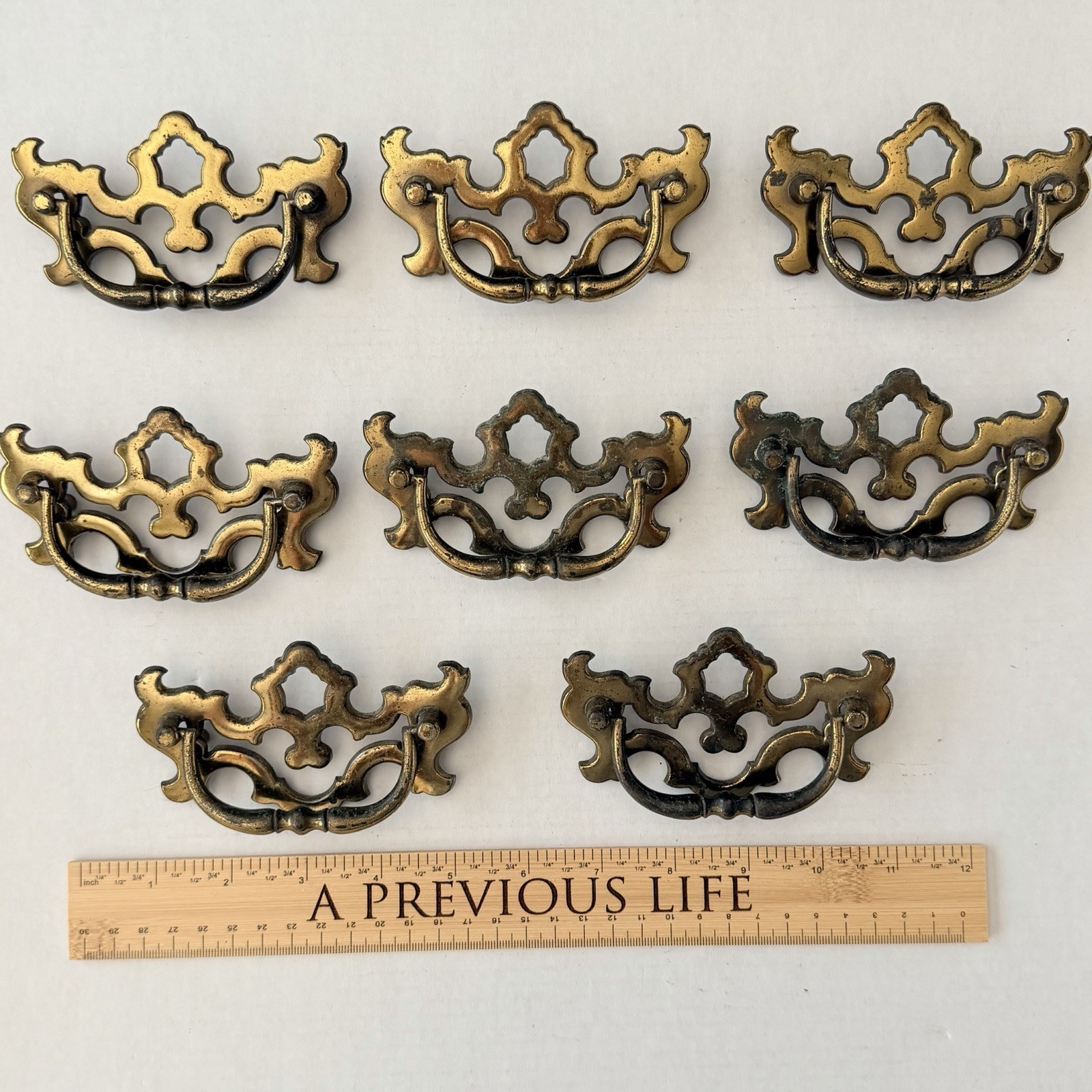 8 Vintage BELWITH Brass HARDWARE Furniture Bail Pulls BPC 21001