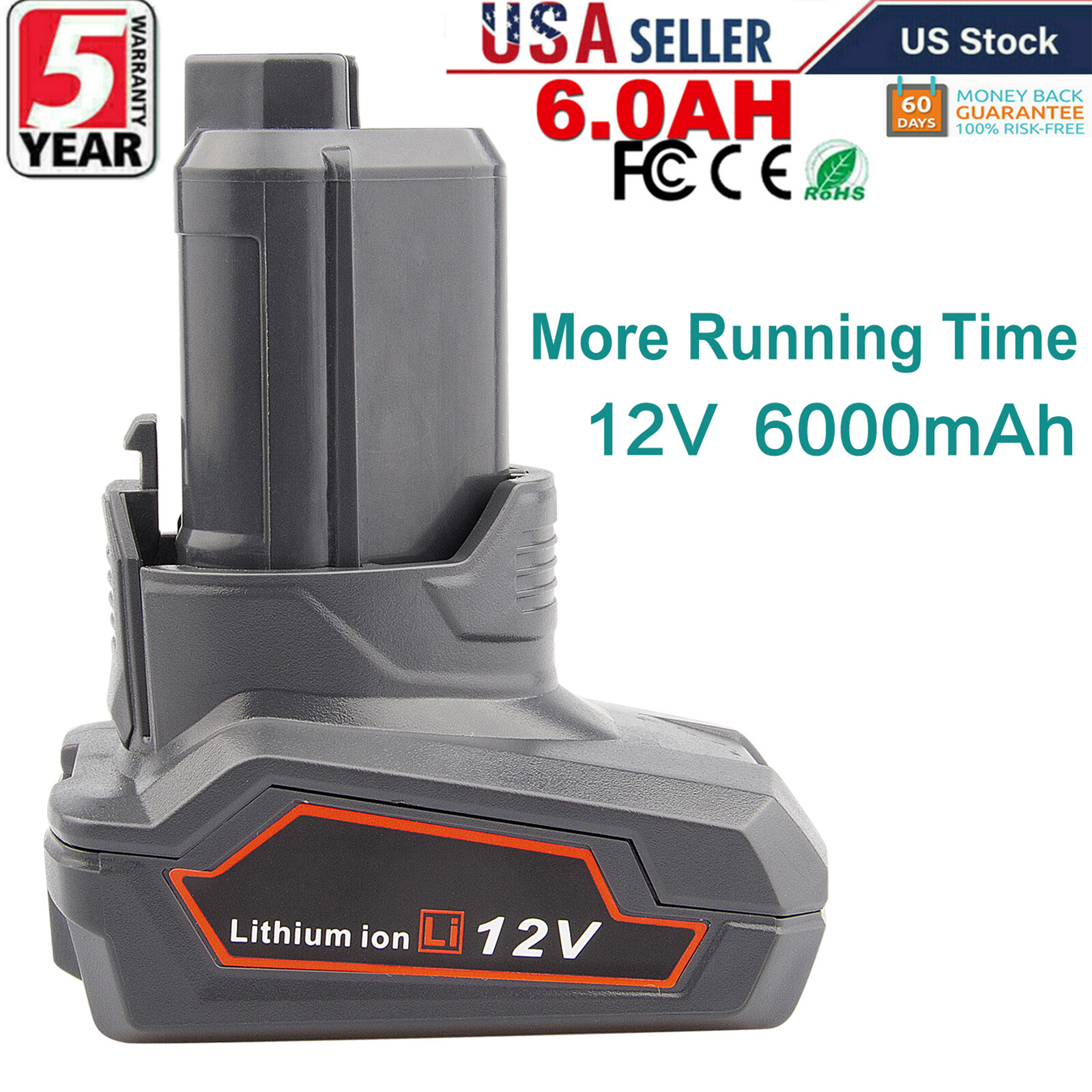 For RIDGID R82048 12V 6.0Ah Hyper Li-ion Battery R82059 R86048 AC82048 L1240