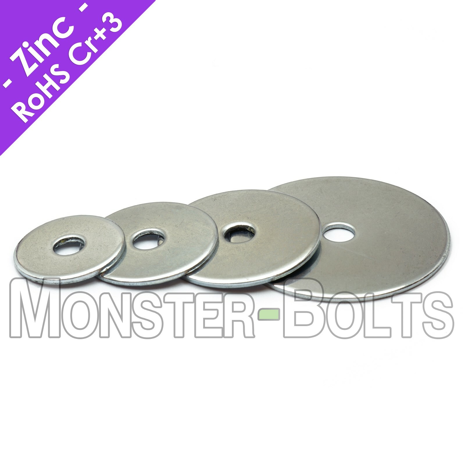 US / Inch – Fender (Penny) Washers, Zinc Plated Steel – #10 (3/16″), 1/4″, 5/16″