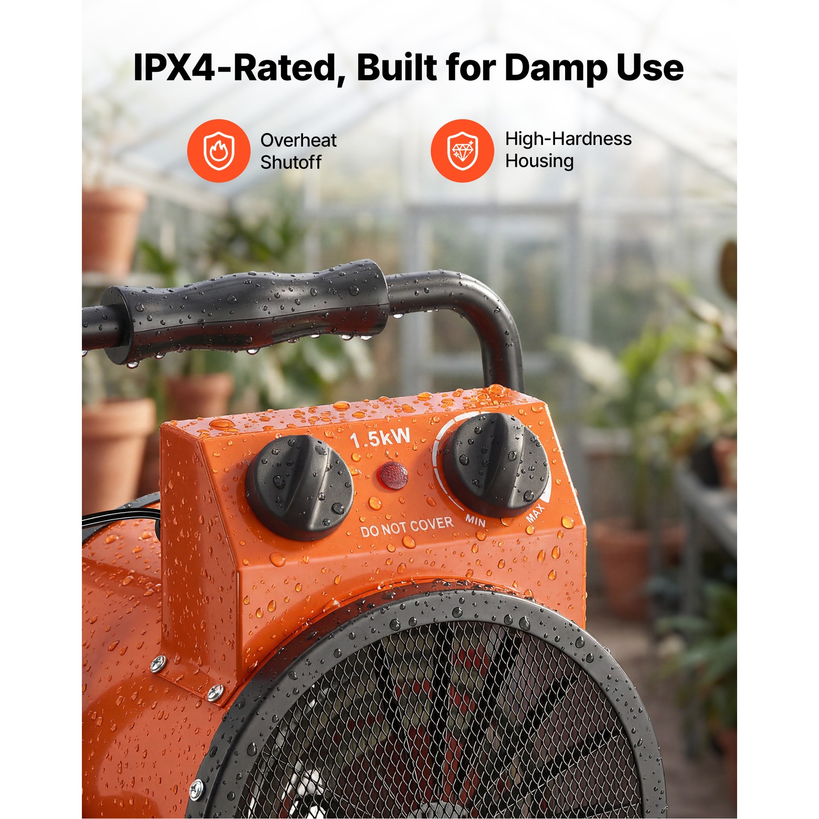 Uimoso 1500W Electric Greenhouse Heater with IPX4 Protection for Indoor Use