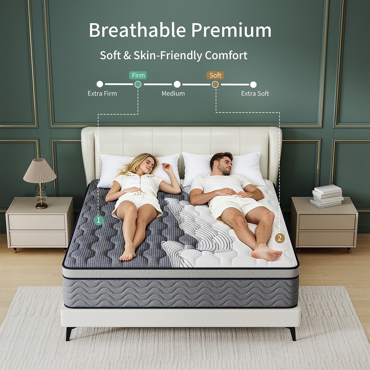 12″ Dual Firm Soft Hybrid Mattress Memory Foam Spring Full Queen King in a Box