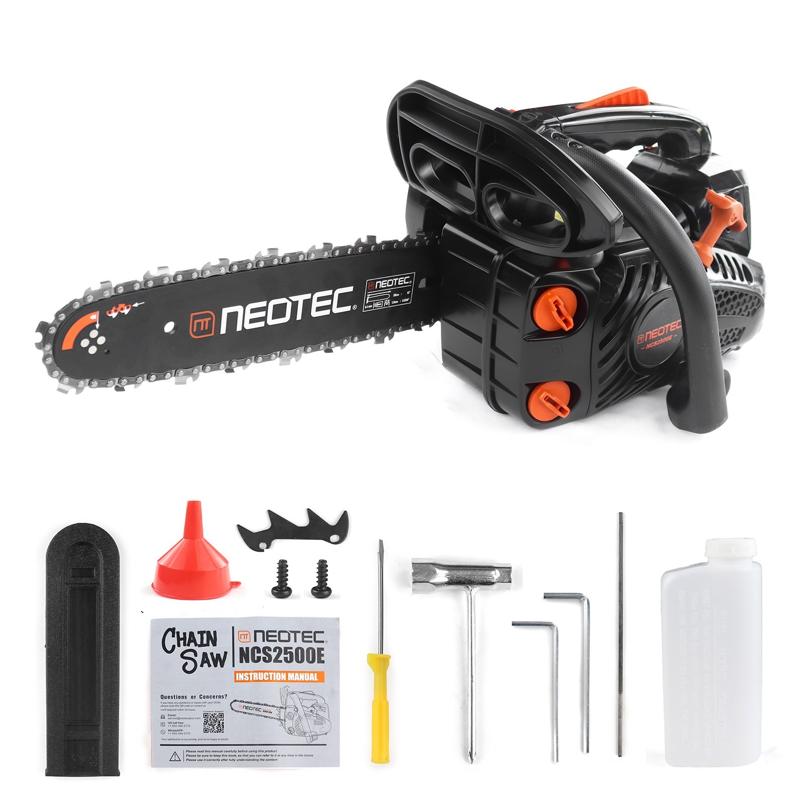 NEOTEC 12″ Gas Chainsaw 25.4cc 1.2HP 2-Cycle Engine Top Handle Climbing Saw
