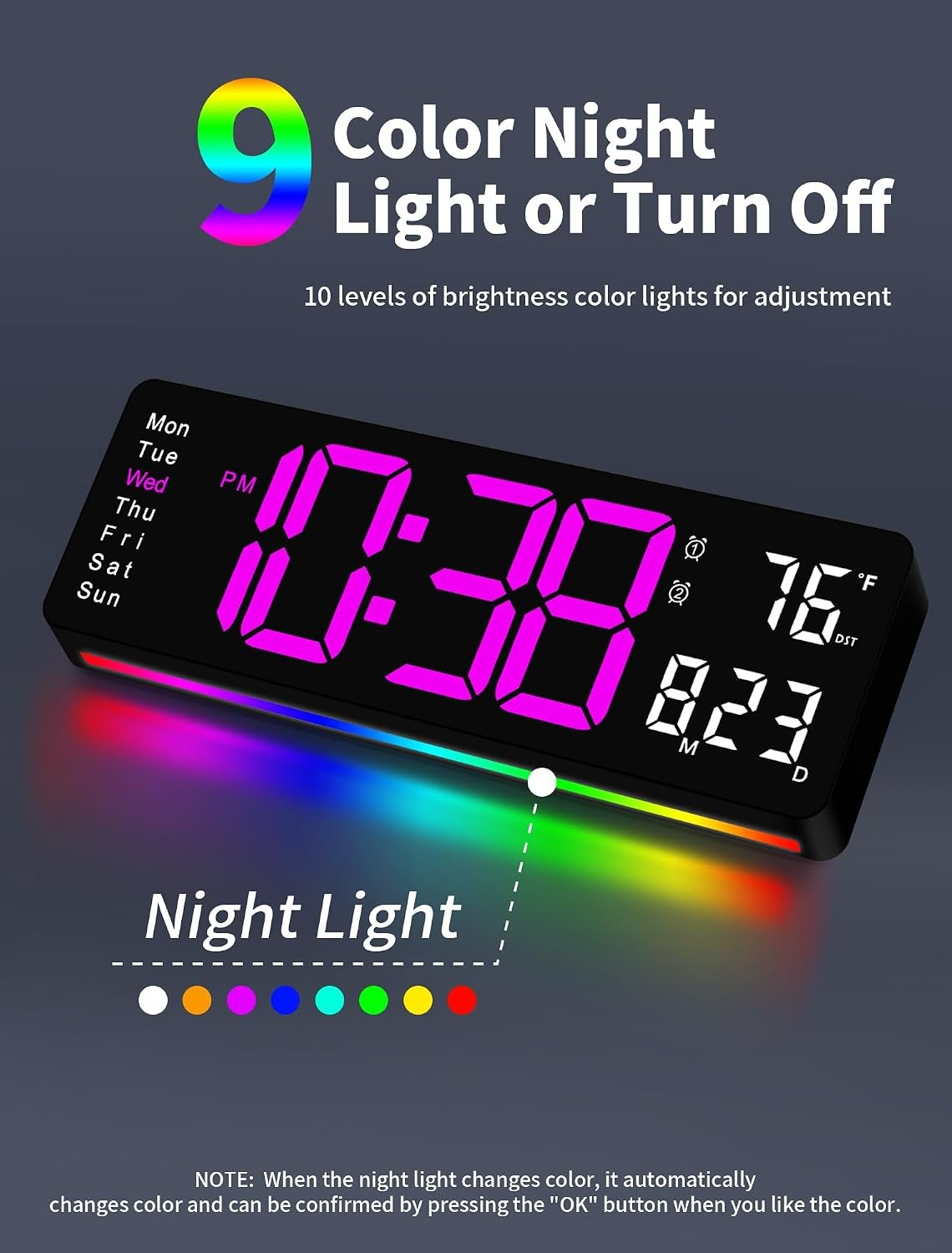 Digital Wall Clock, 16″ Large Display Digital Clock with Remote Control Dimming