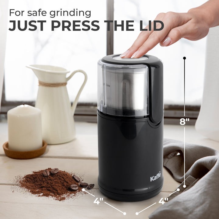 Kaffe Electric Coffee Grinder with Removable Cup (4.5oz) – Stainless Steel