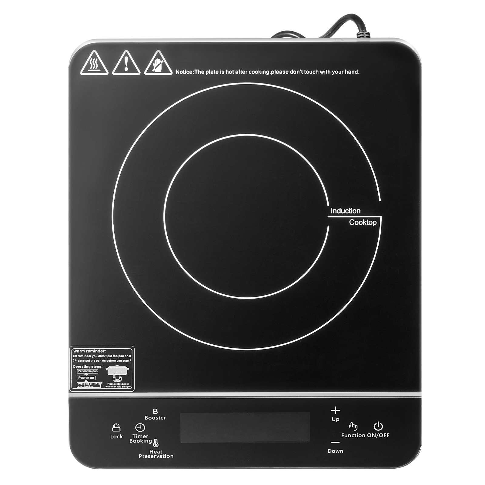 Portable Induction Cooktop 1500W Countertop Burner 9 Temp Levels Hot Plate