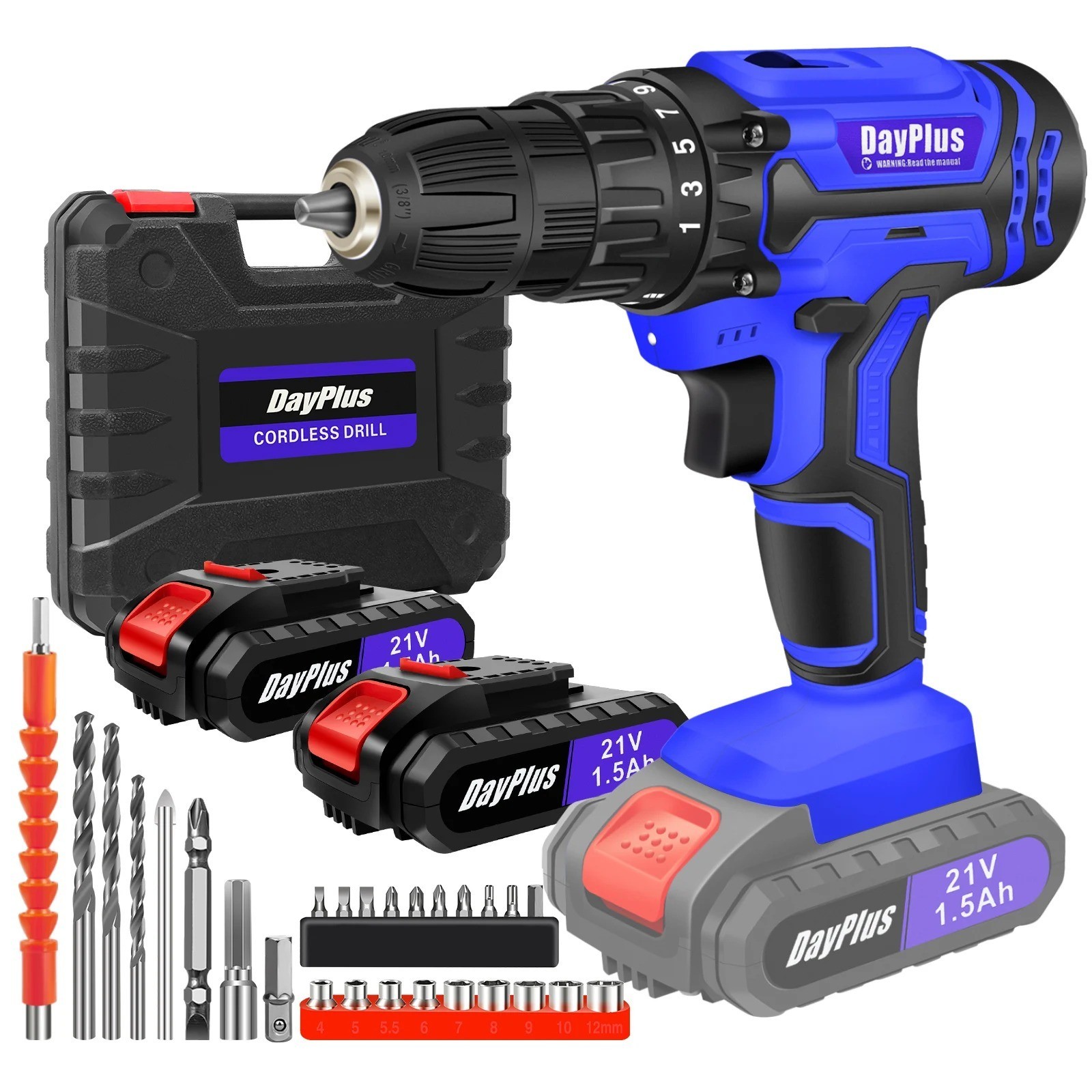 21V Cordless Drill Driver Set Electric Screwdriver 2 Speed 25+1 Torque 29PCS