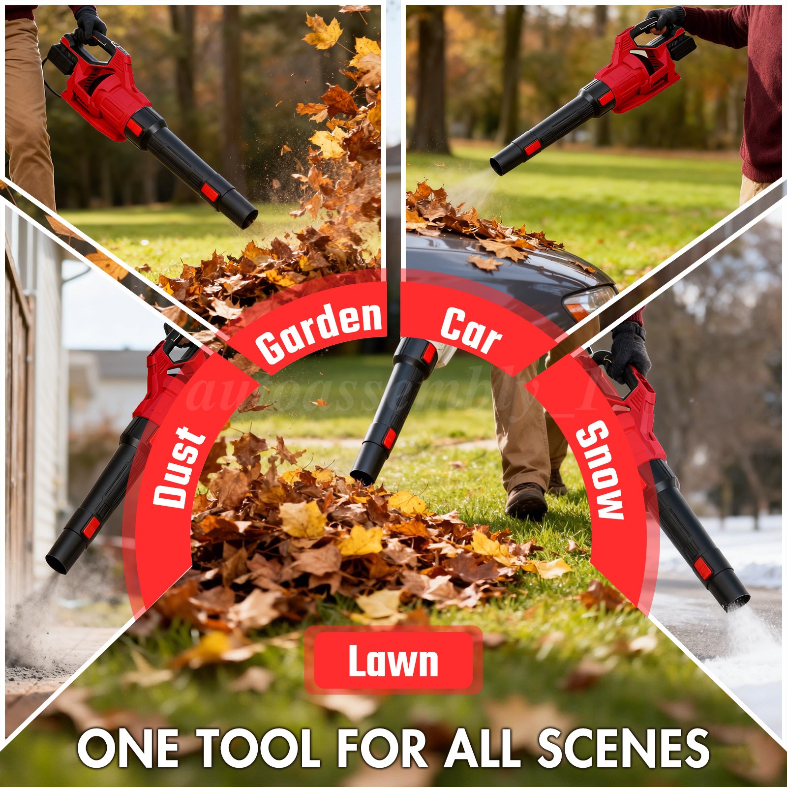 Cordless Leaf Blower 650CFM/280MPH & 3 Speed Levels Electric w/2 Batteries 6.0Ah