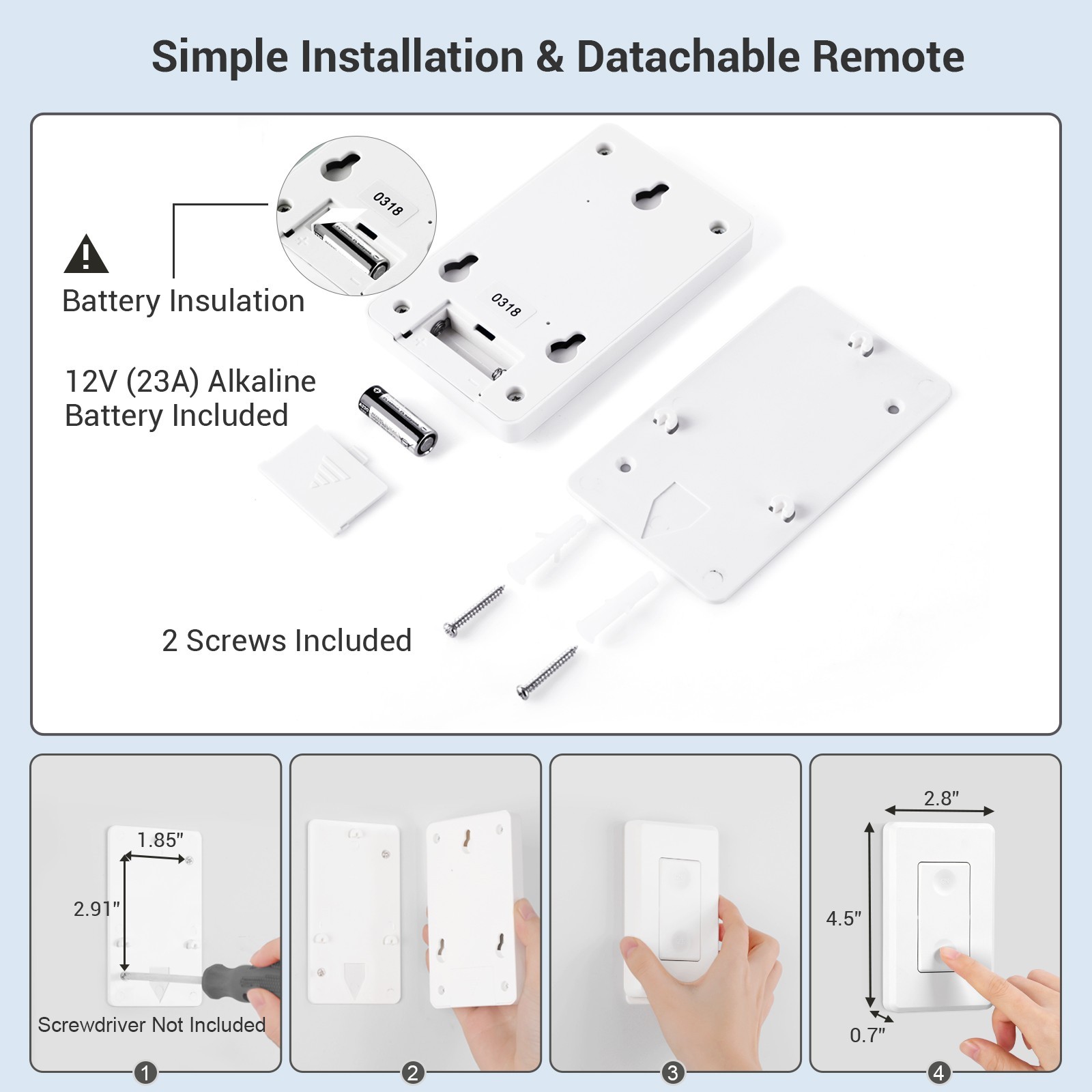 DEWENWILS Wireless Remote Control Wall Light Switch for Ceiling Lights 30M Range