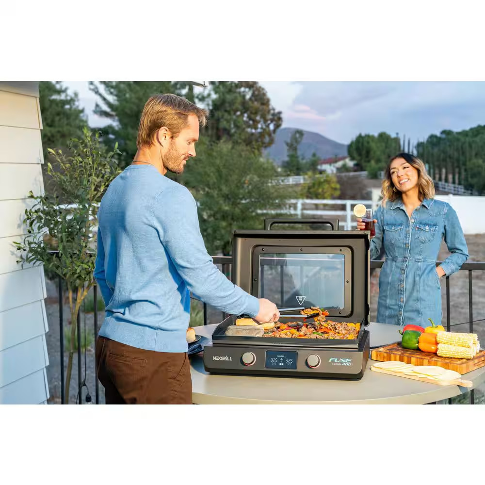 Fuse 400 22 In. Tabletop Electric Grill Griddle in Black