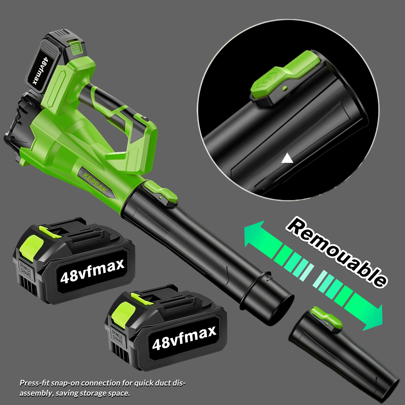 440W Cordless Leaf Blower 6 Speed Electric Handheld Leaf Blower With 2 Batteries