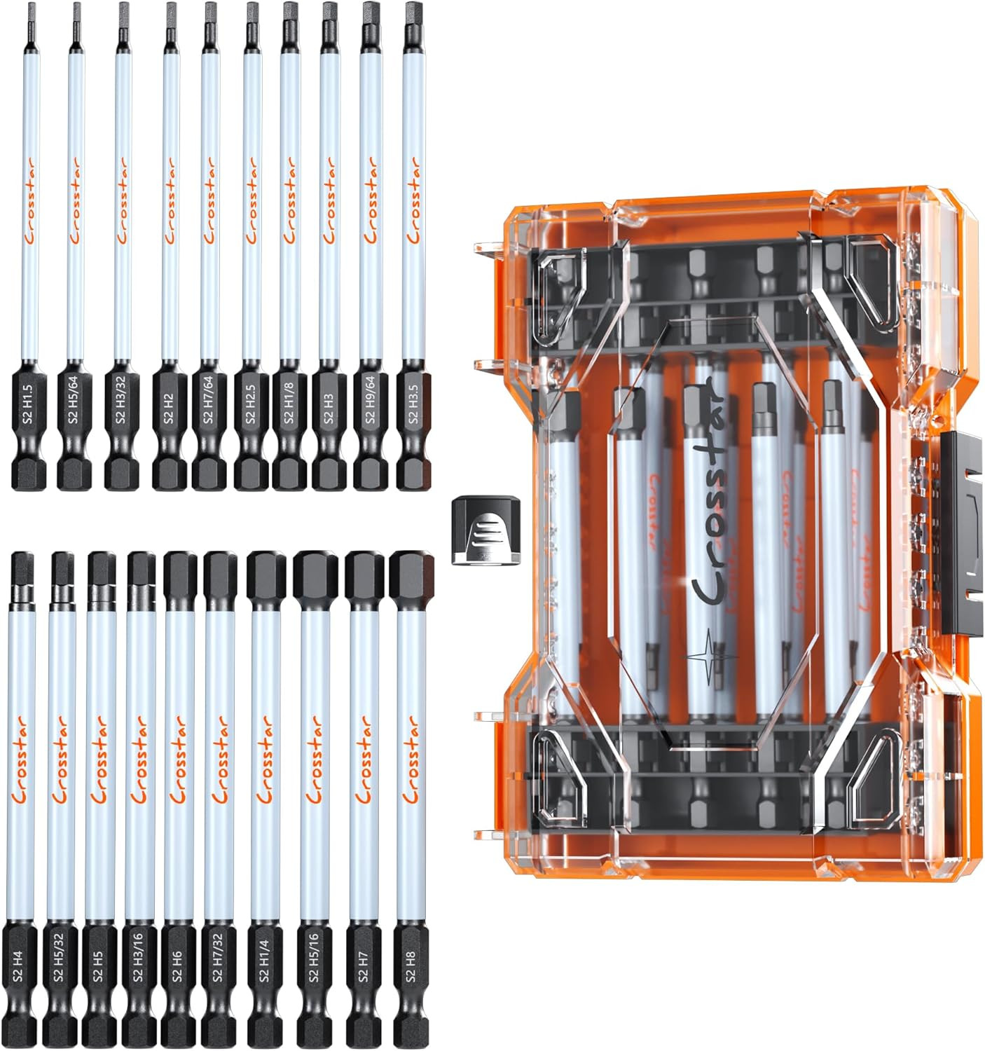 4″ Long Hex Bit Set 20PCS (Metric & SAE) – Impact Allen Wrench Drill Bit Set, S2