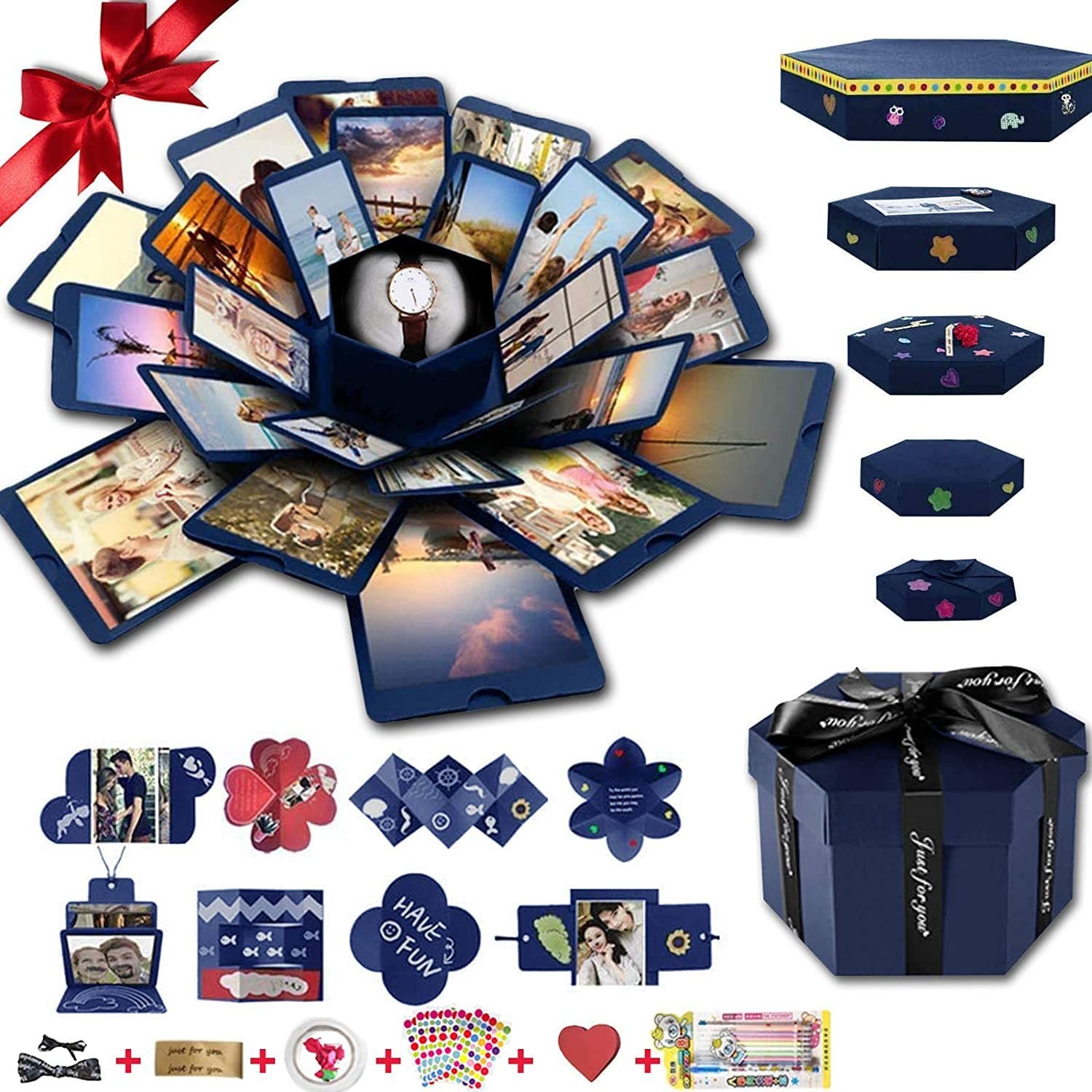 Explosion Box 16.7in x 14.2in DIY Gift Box with 6 Faces – Perfect