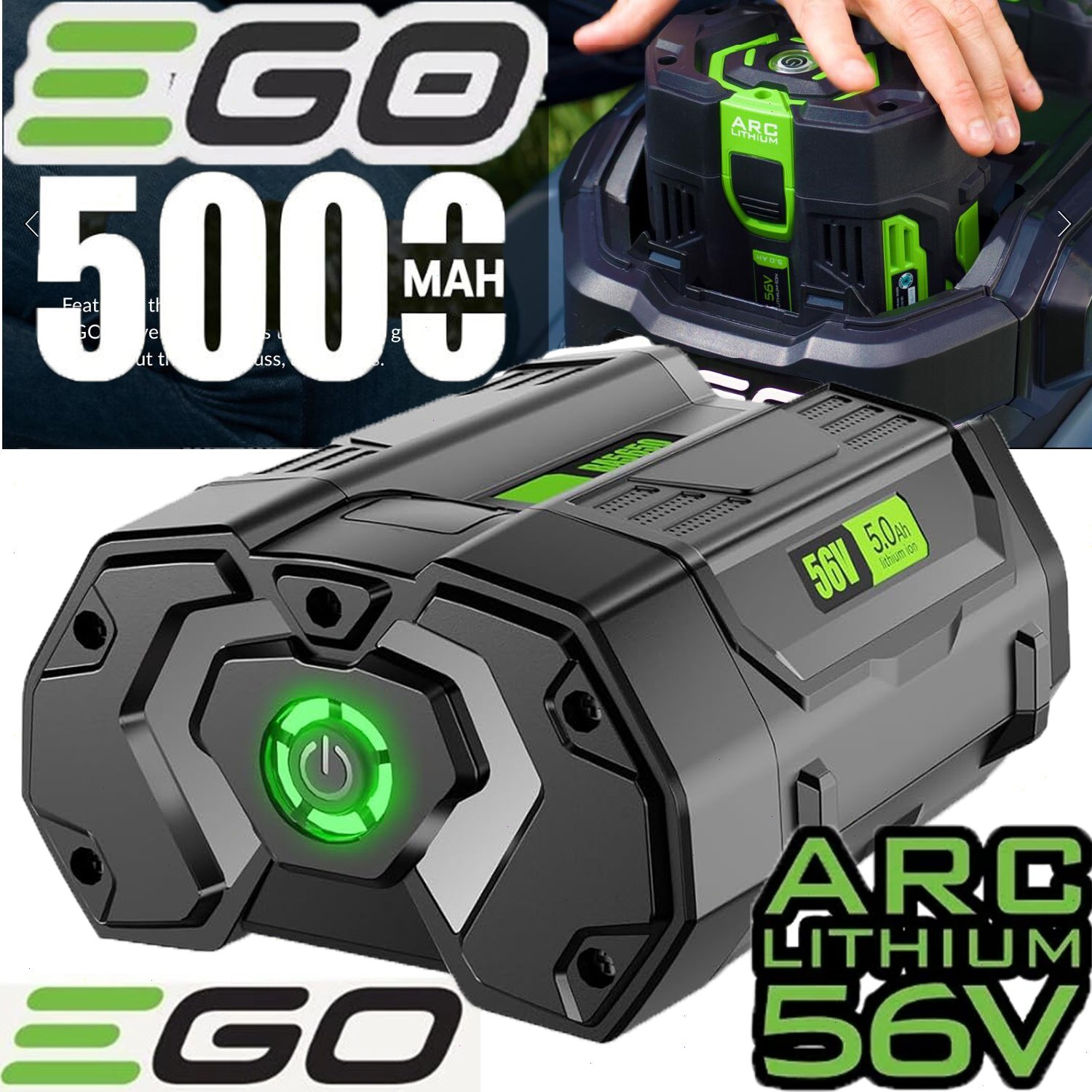 For Genuine EGO POWER+ BA2800T 56V 5.0 AH Battery w/ Fuel Gauge 56 Volt Power+