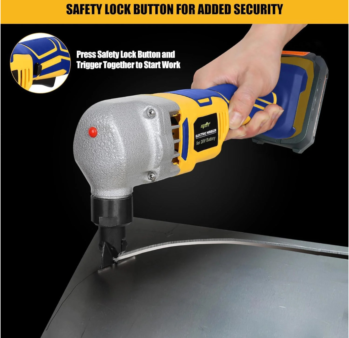 Mellif Cordless Metal Nibbler FOR Dewalt 20v Max 18 Gauge Brushless NO Battery