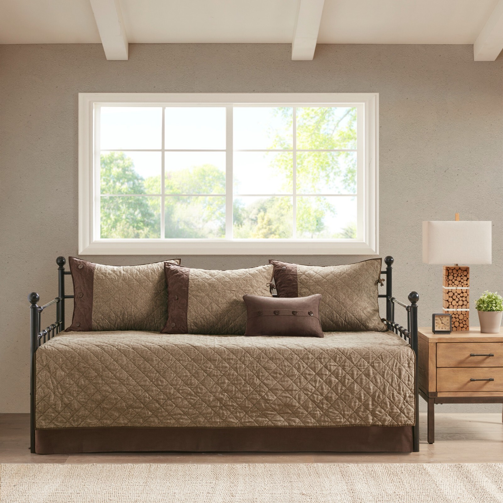 Madison Park 6 Piece Rustic Style Reversible Daybed Cover Set for Guest Room
