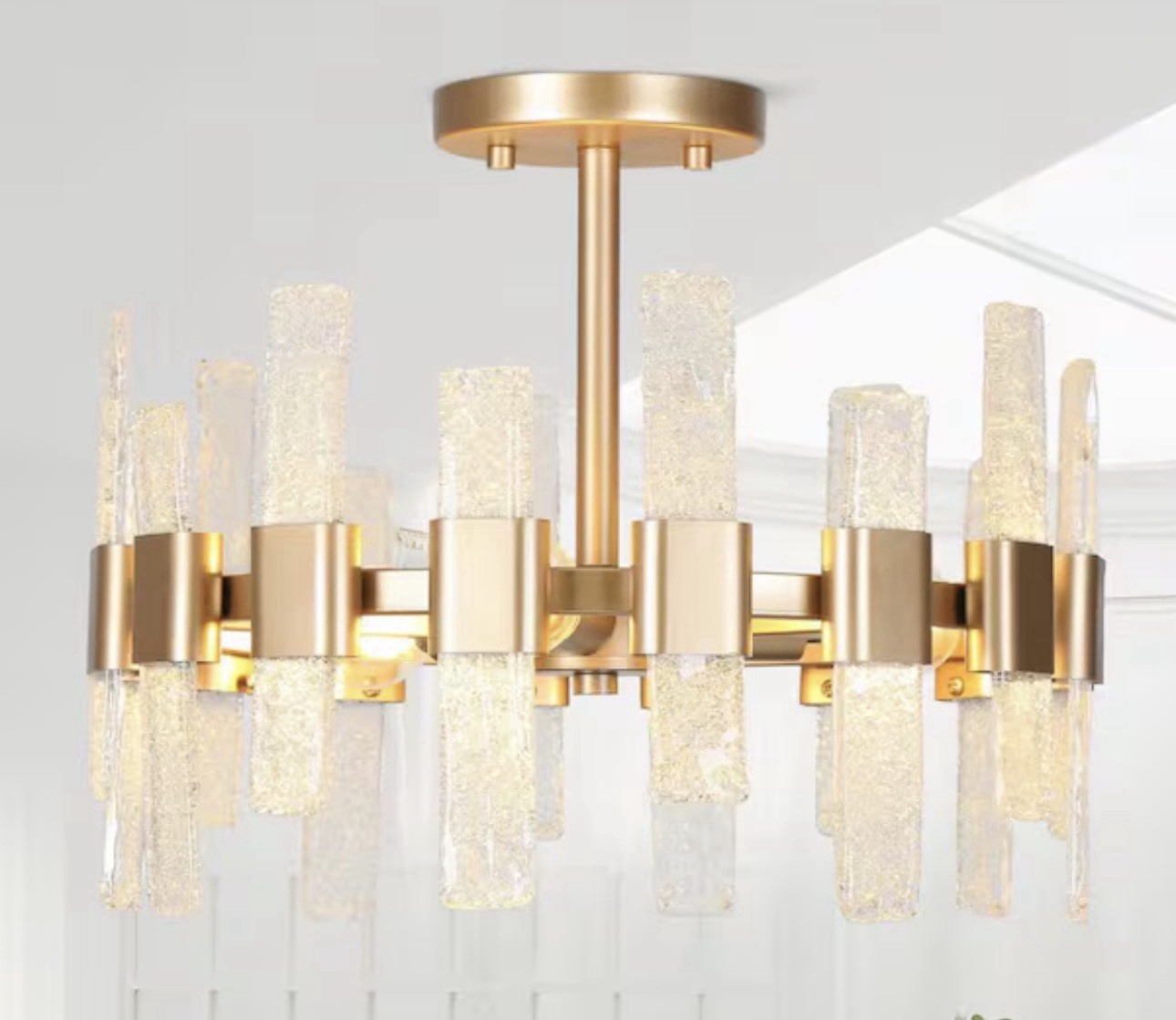 Modern Kitchen Chandelier Ceiling Light, 14.2 in. 3-Light Gold Drum Cylinder