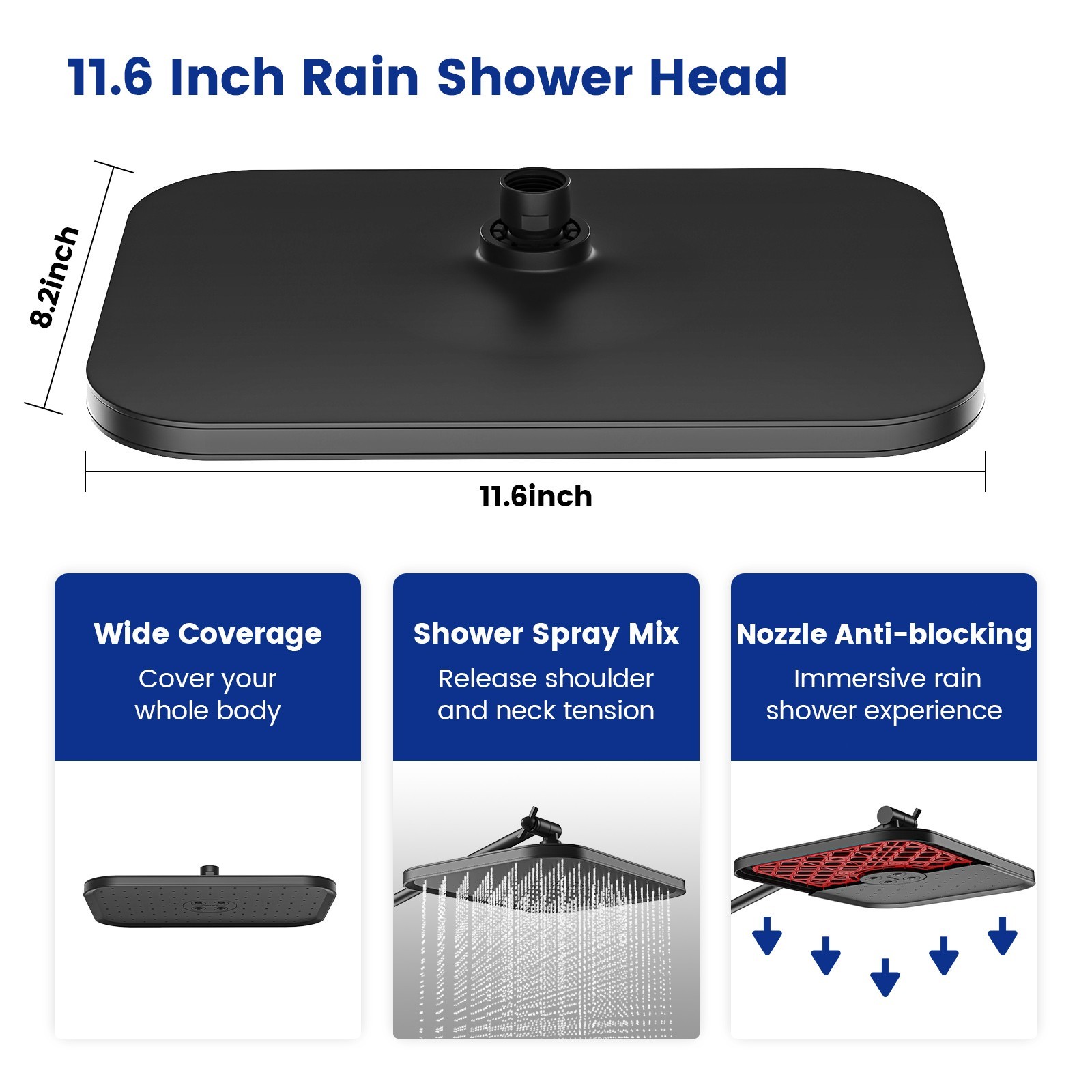 JOMOO Filtered High Pressure Shower Head Combo 10 Spray 12″ Rainfall