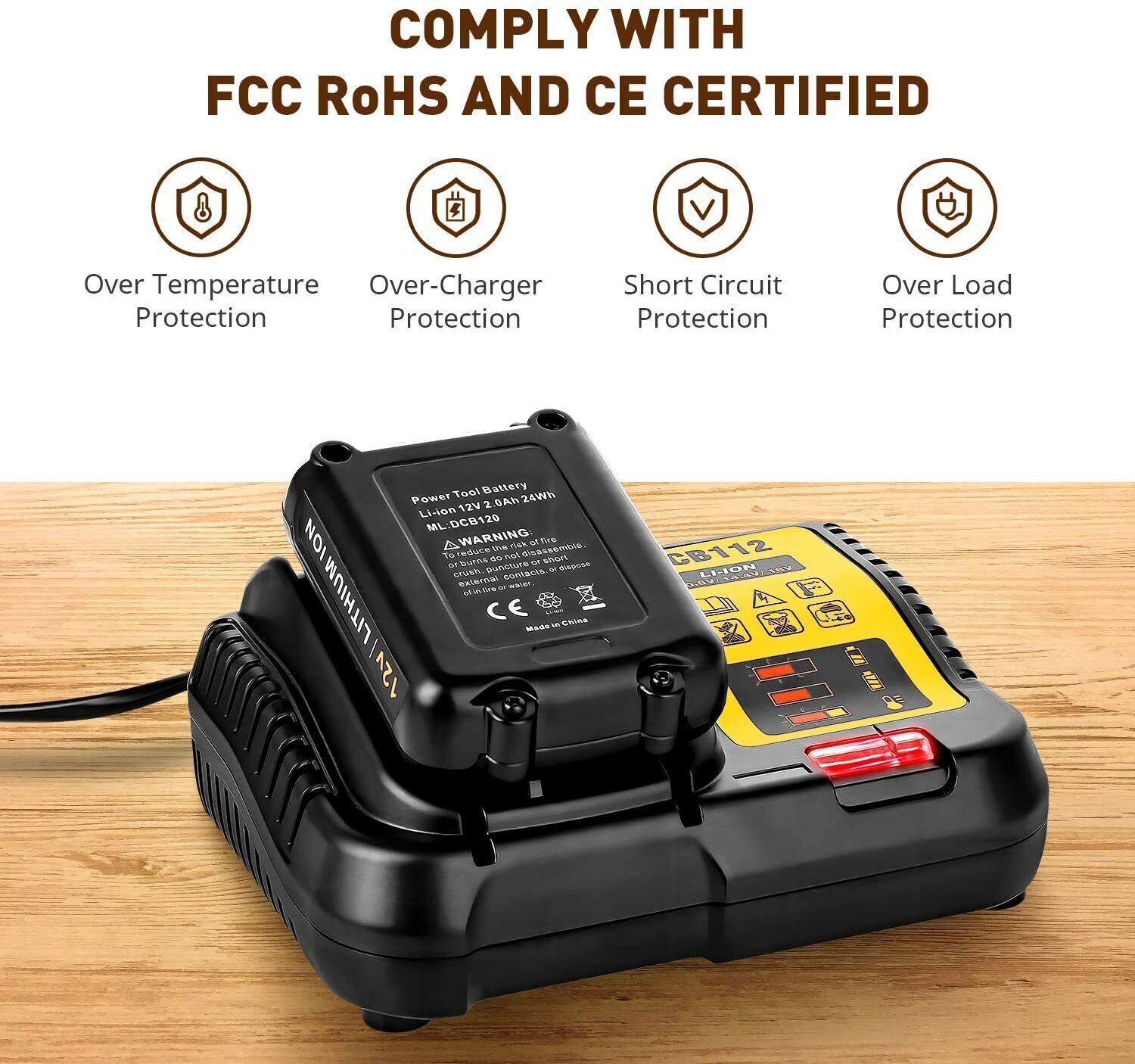FOR Dewalt DCB112 12V-20V MAX Lithium Battery Charger ,For Drill, Saw 20 volt