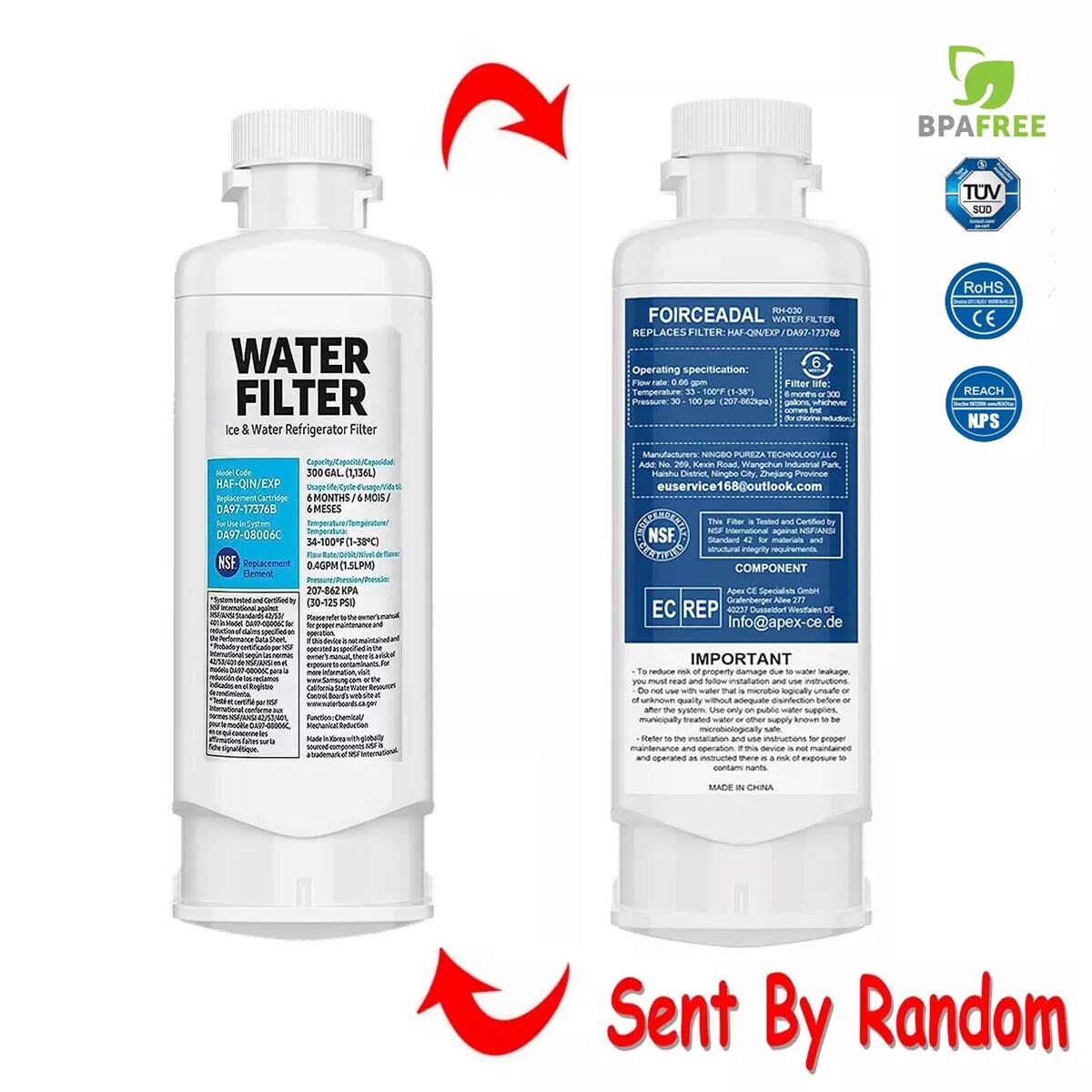 4 PACK for Samsung DA97-17376B HAF-QIN/EXP REFRIGERATOR Refresh Water Filter new