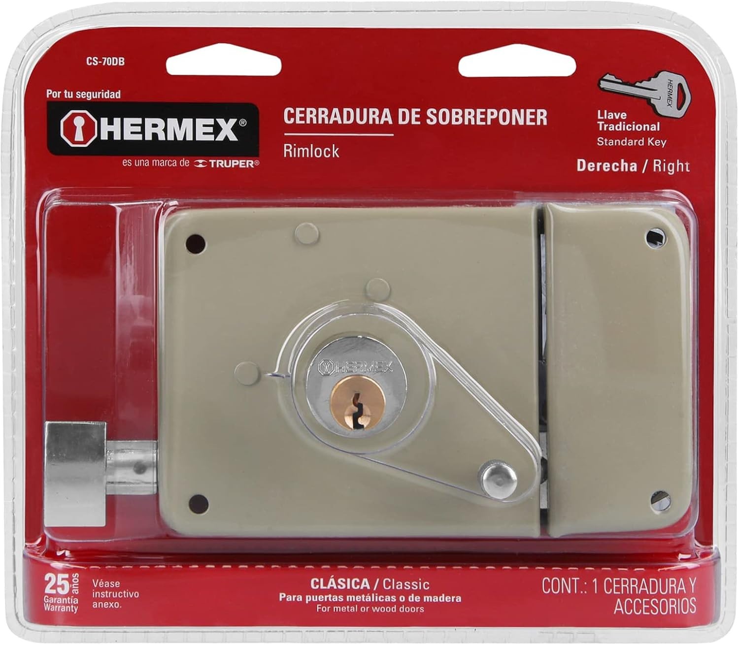 ✅ Truper 43583 / CS-70DB – Right Rim, Deadbolt Rim Door Lock Set, Standard Key ✅